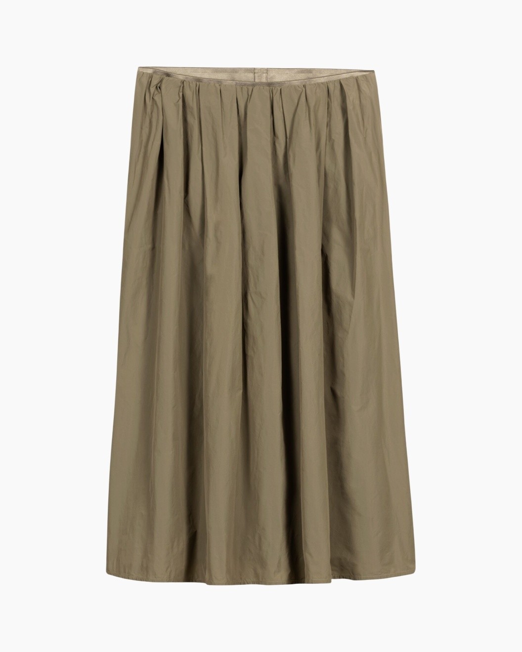 rok, maxi, talie, plooien, kaaki, rok, lengte tot enkel, olijfgroen, plooien, katoenmengsel