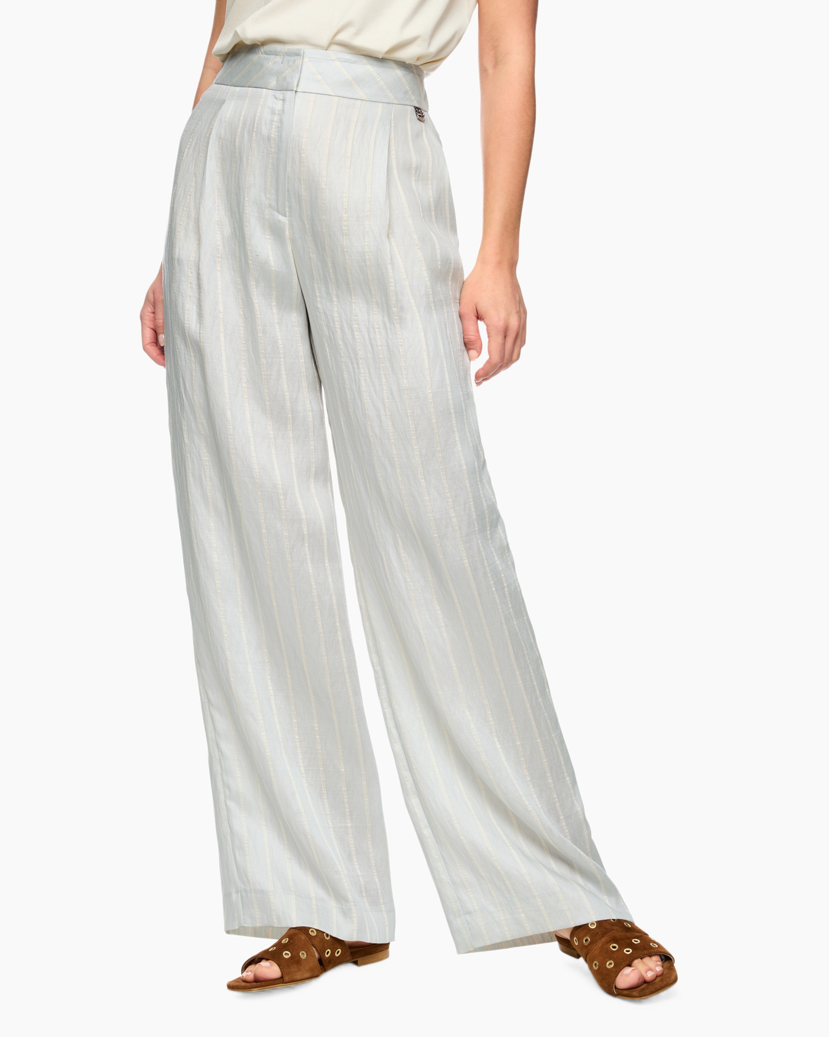 pants, wide-leg, linen, striped, light-blue