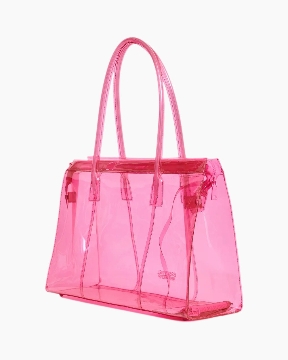 pink, transparent, bag, tote, plastic