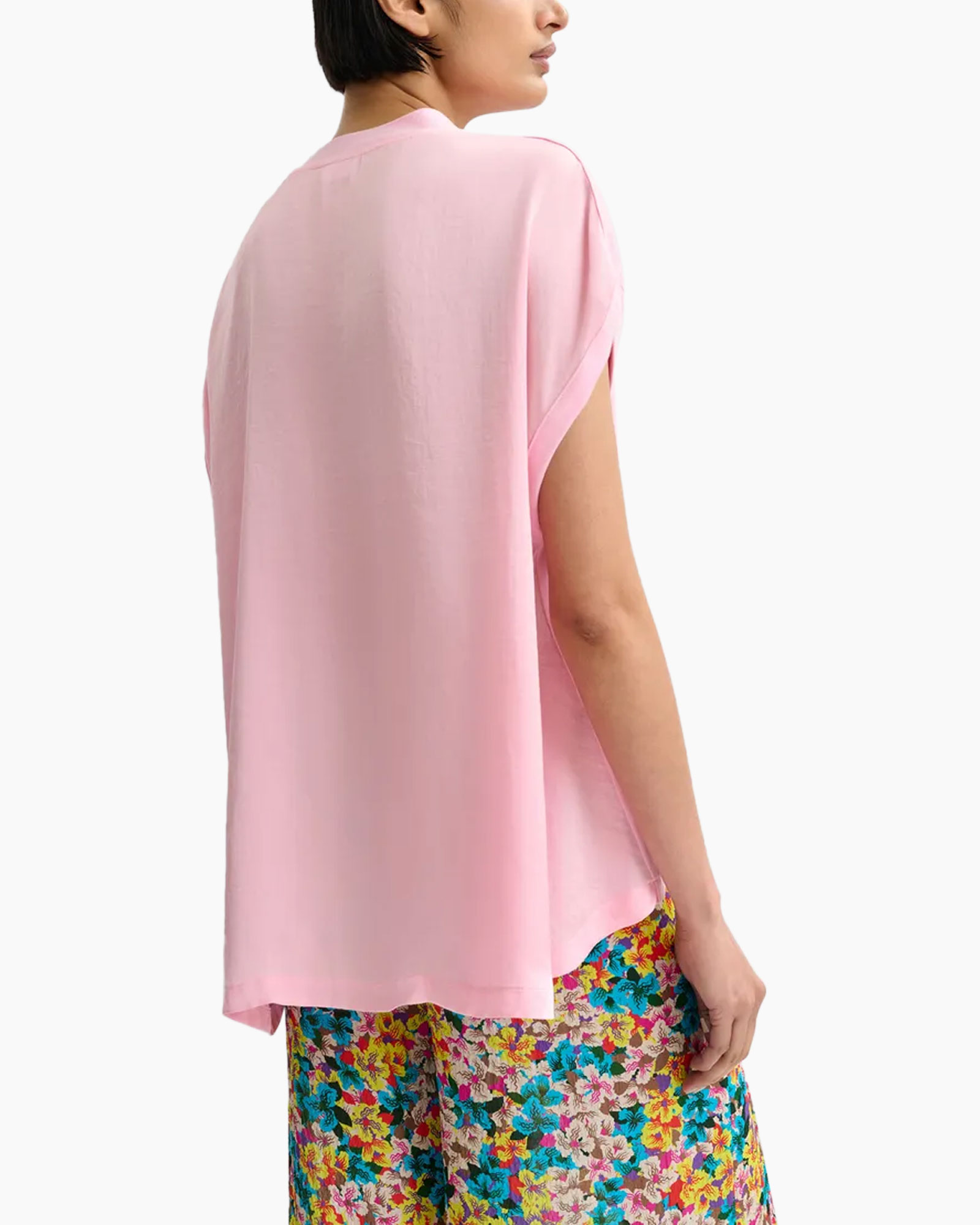 pink top, t shirt, sleeveless top, oversized, plain