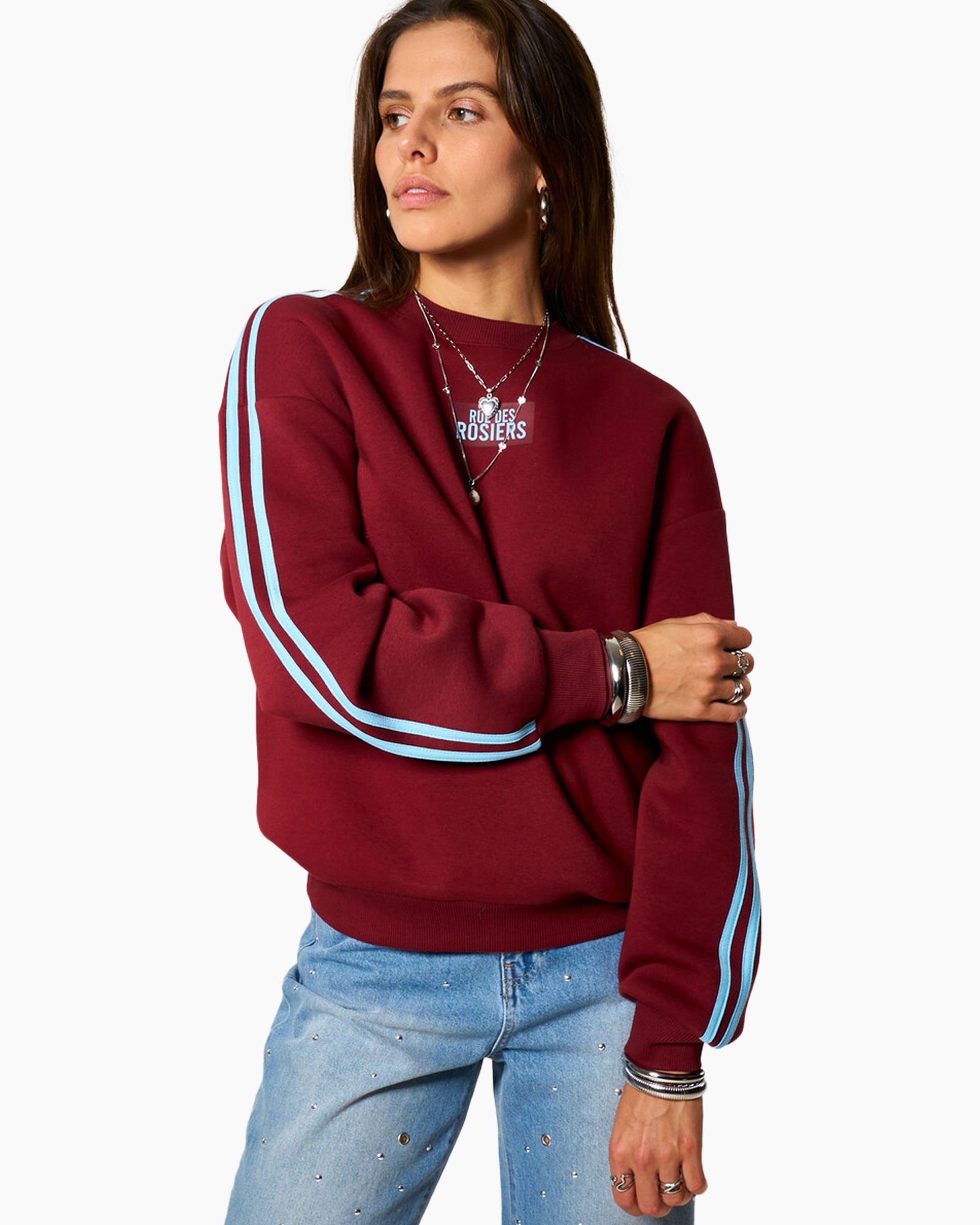 Trui Rue Des Rosiers Sporty Sweater With donker rood