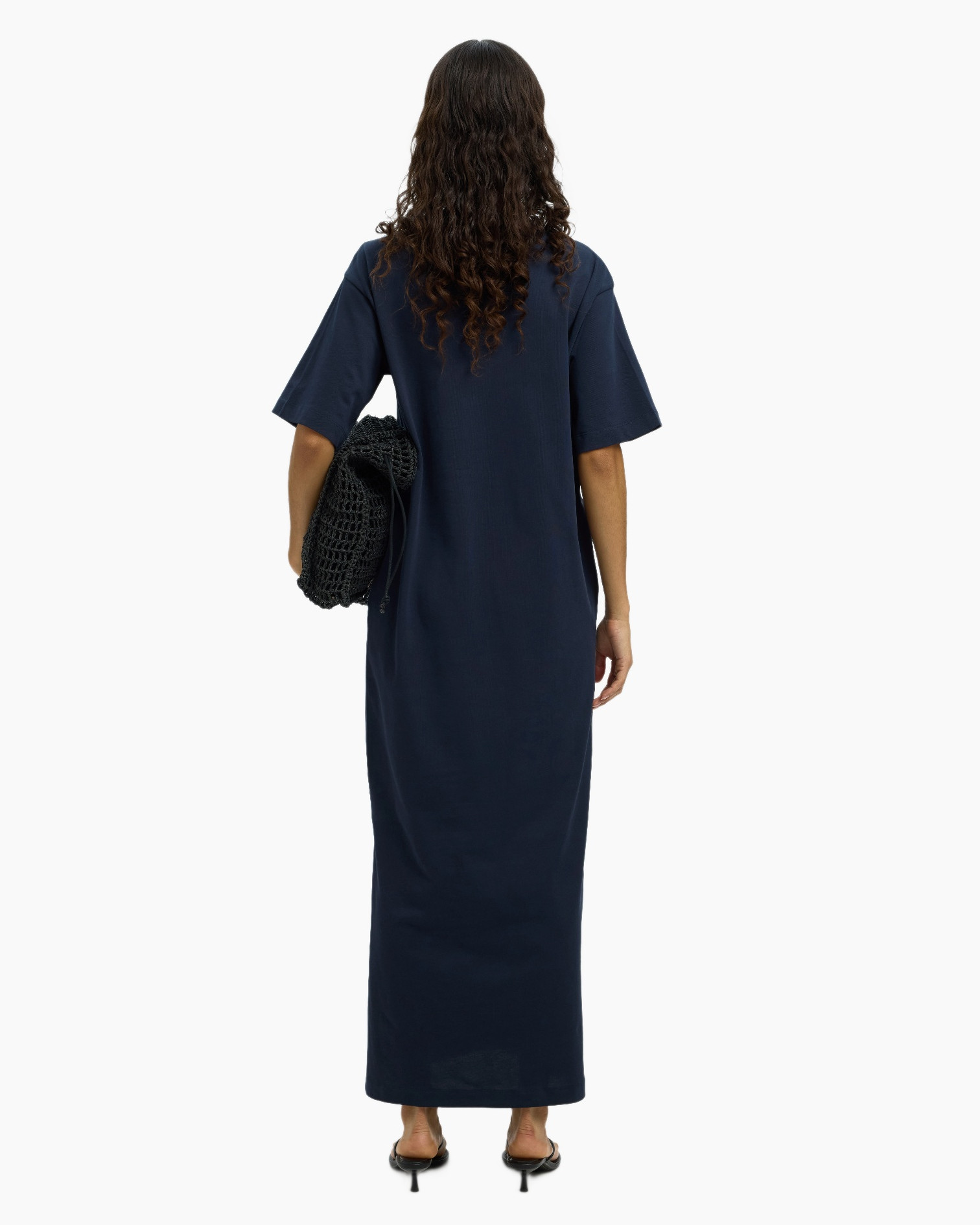 Jurk Essential Ss Pocket Ankle Dress Donker Blauw