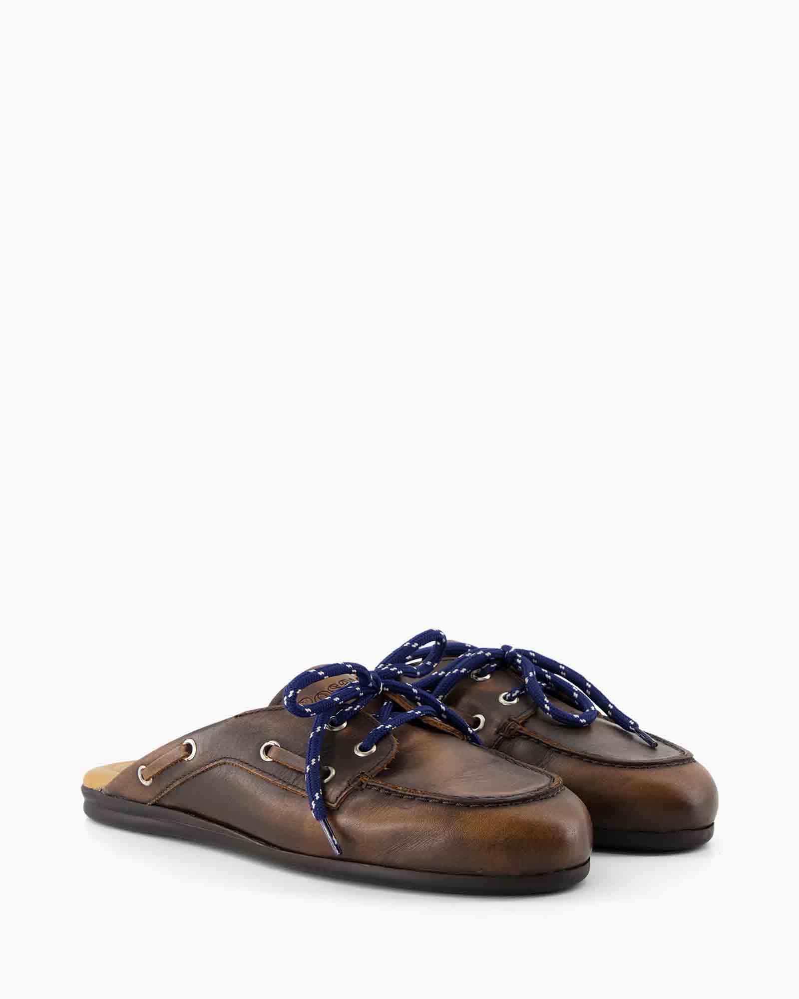 schoen, pantoffel, mocassin, bruin, veters