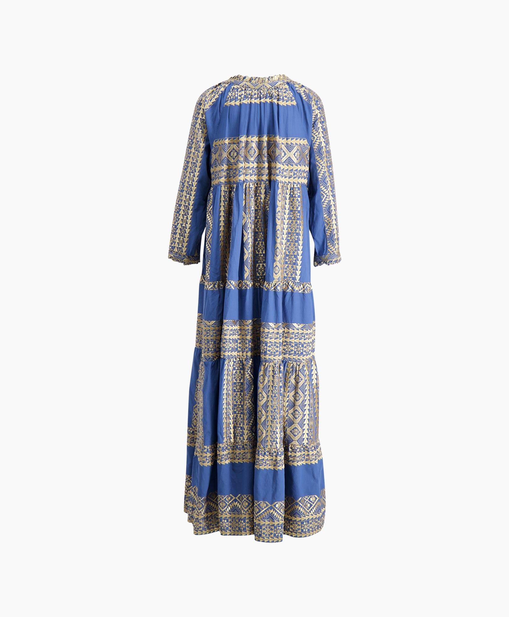 Greek Archaic Kori Maxi Jurk 230621 Blauw dessin