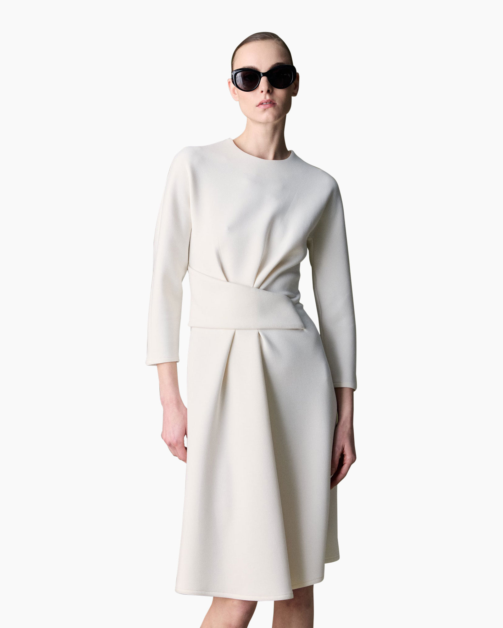 jurk, knee-lengte, mouwloos?, band, riem?