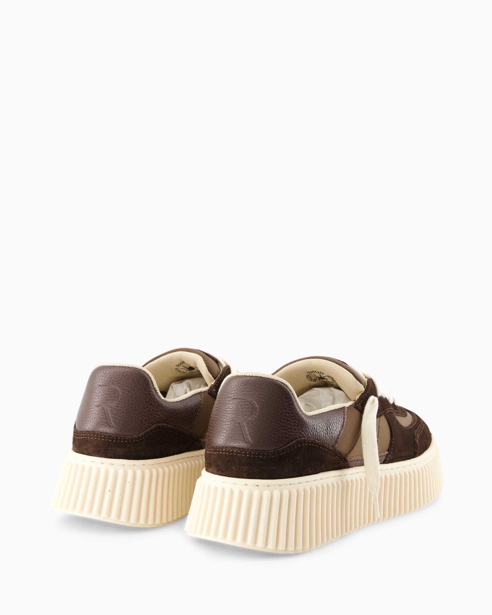 schoenen, sneakers, bruin, leer, dik-soles