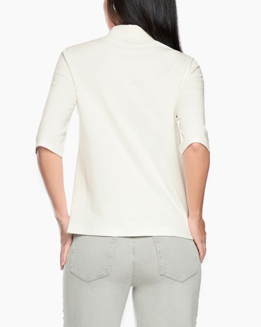top, blouse, driekwarts mouw, crème, achterkant