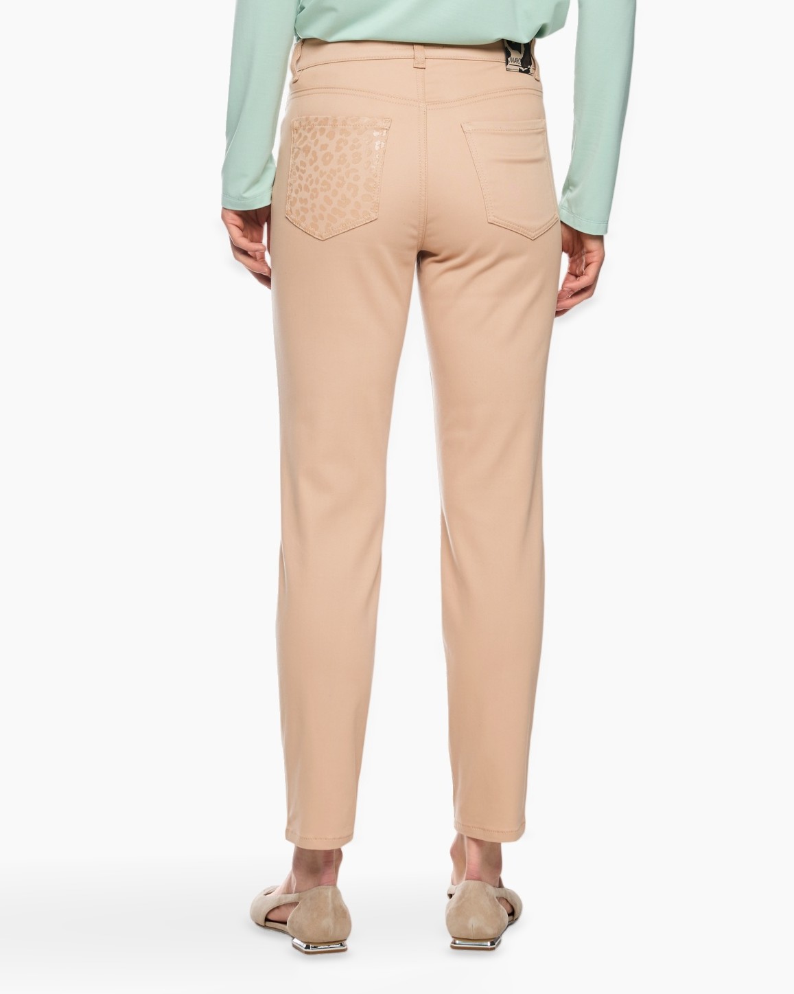 khaki broek, beige broek, slim fit, enkellengte, voorzakken