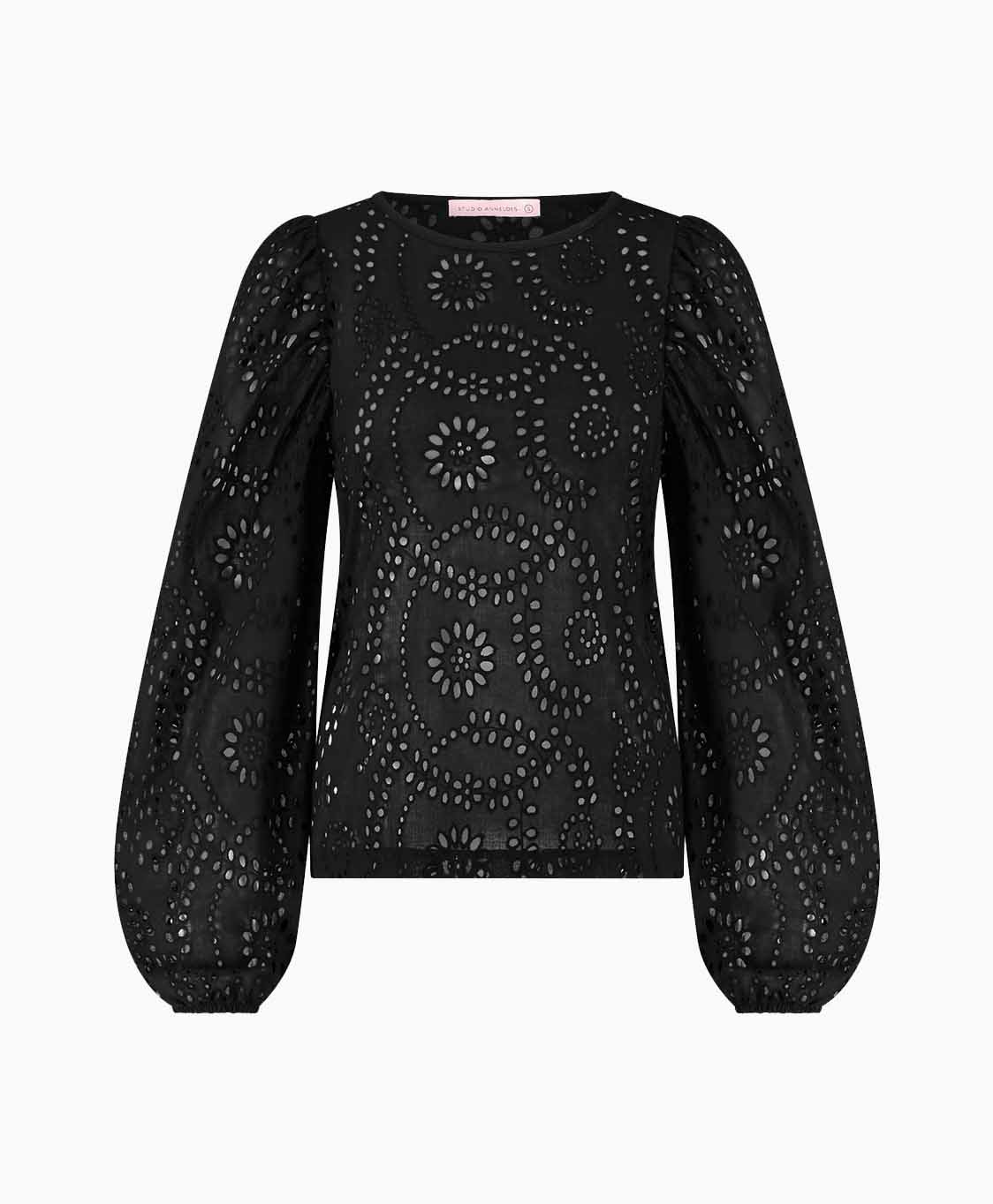 Studio Anneloes Blouse Roxy Embroidery Zwart