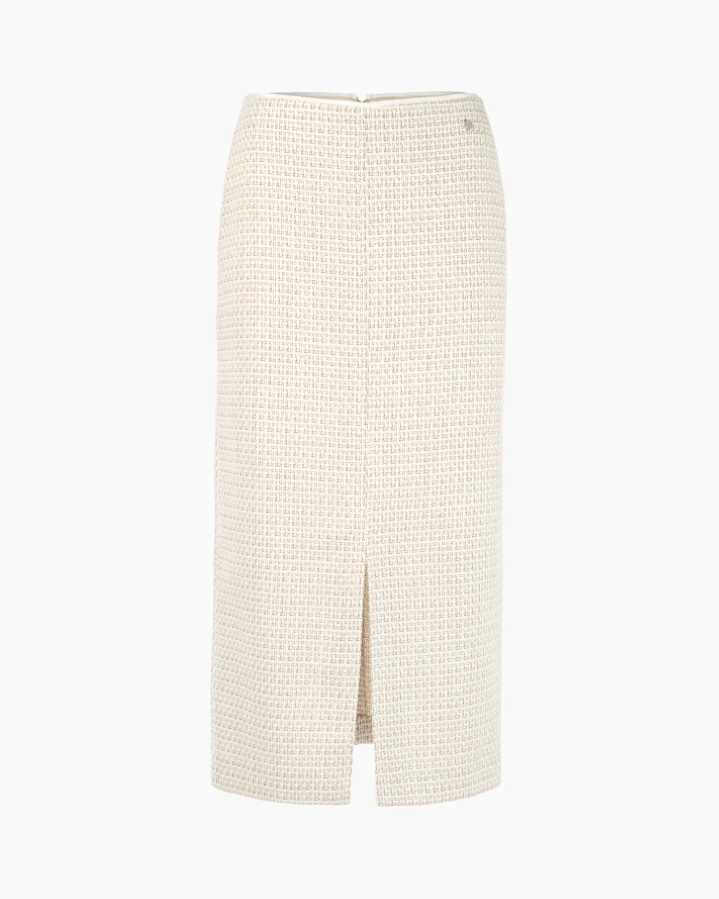 rok, crepe, beige, voorzijde-scheiding, middel-lang