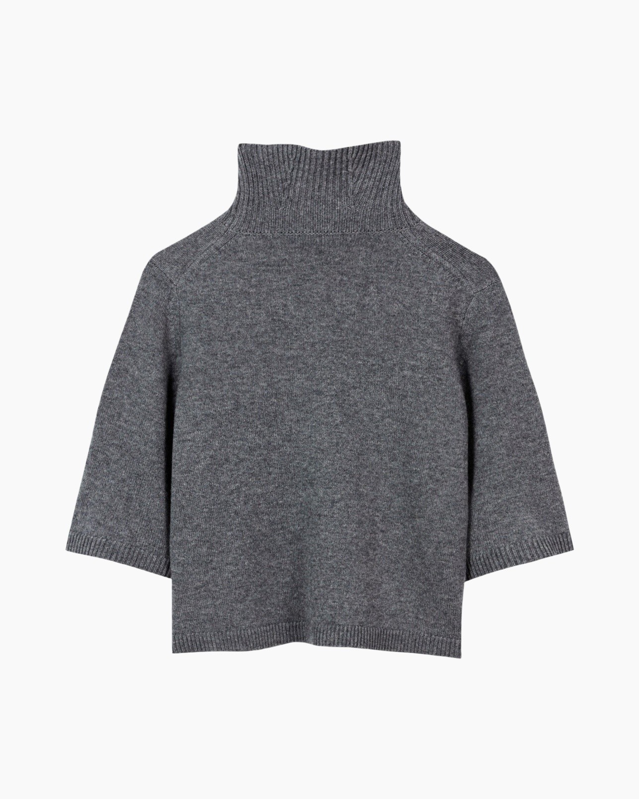 trechterhals, brei, trui, grijs, sweater