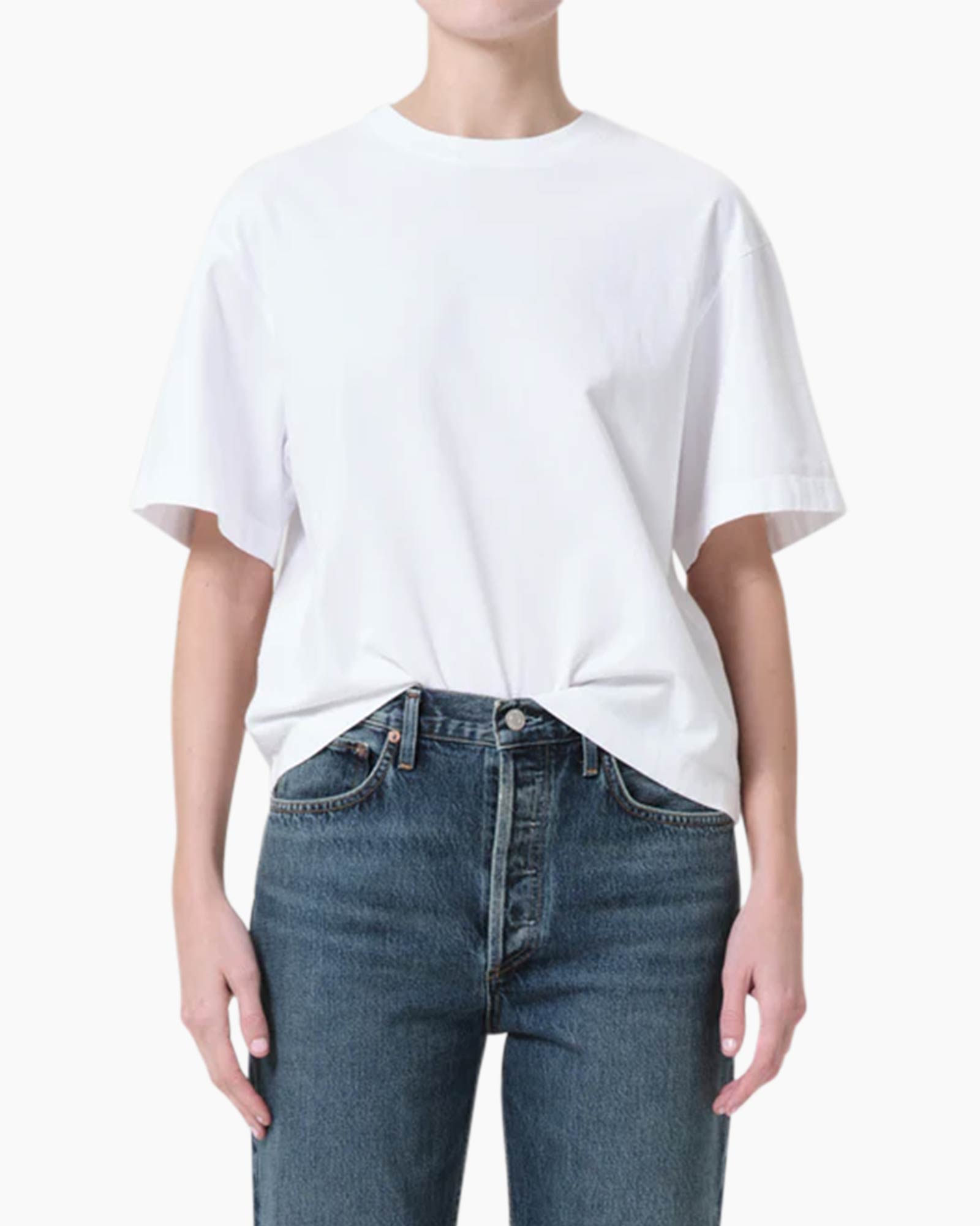 T-shirt Korte Mouw Sulma Drop Shoulder Wit