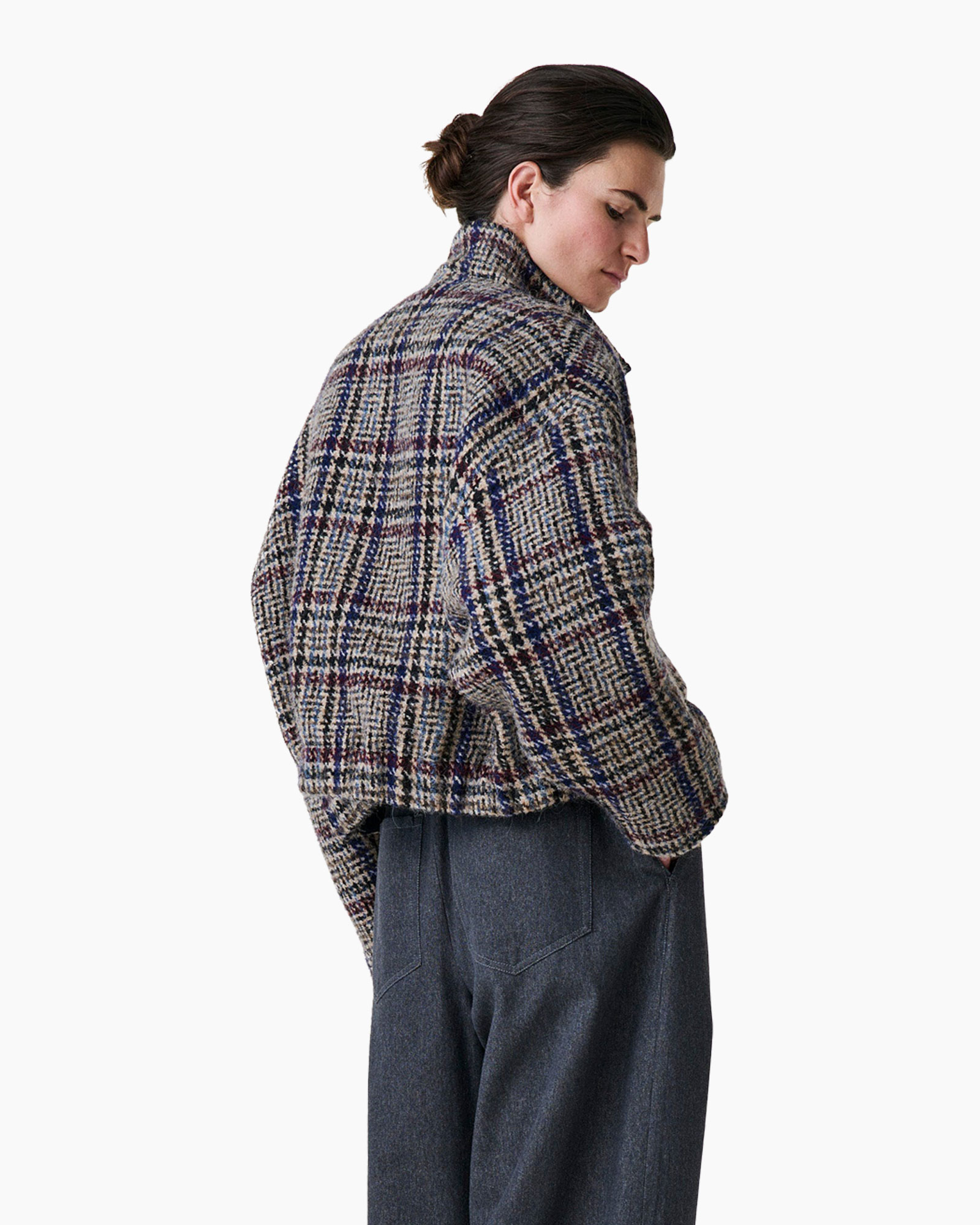 jas plaid, kort jack, gemaaide stof, meerdere kleuren, knopsluiting