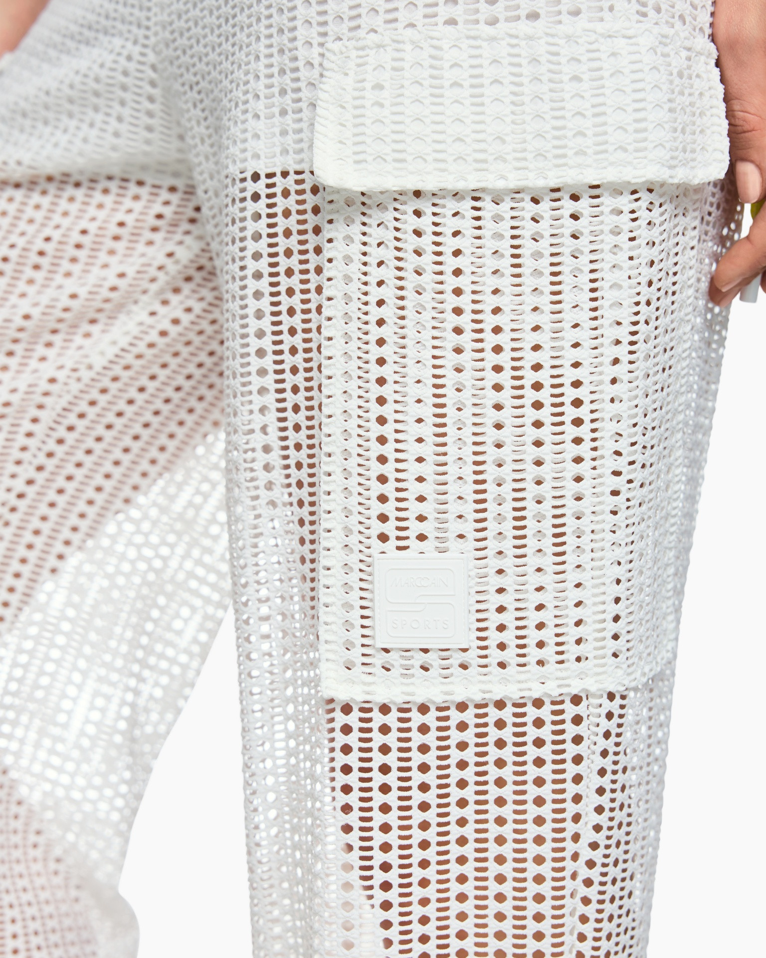 kant, net, wit, broek, beenbekleding