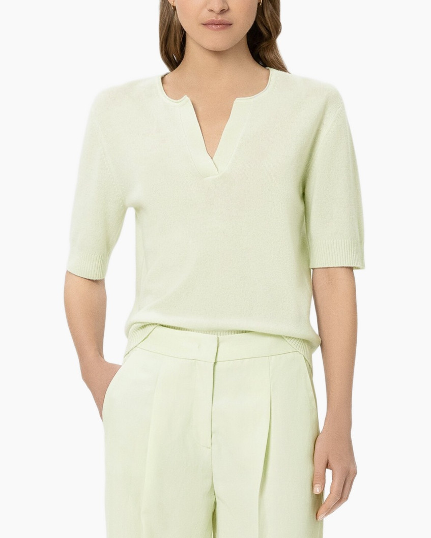 top, trui, korte mouwen, breiwerk, pastelgroen