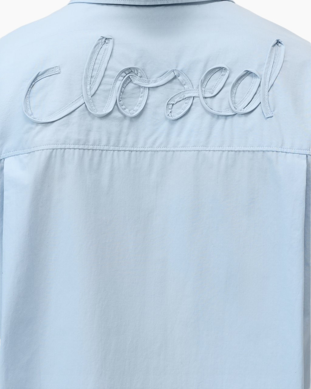 logo, terug, shirt, lichtblauw, borduurwerk