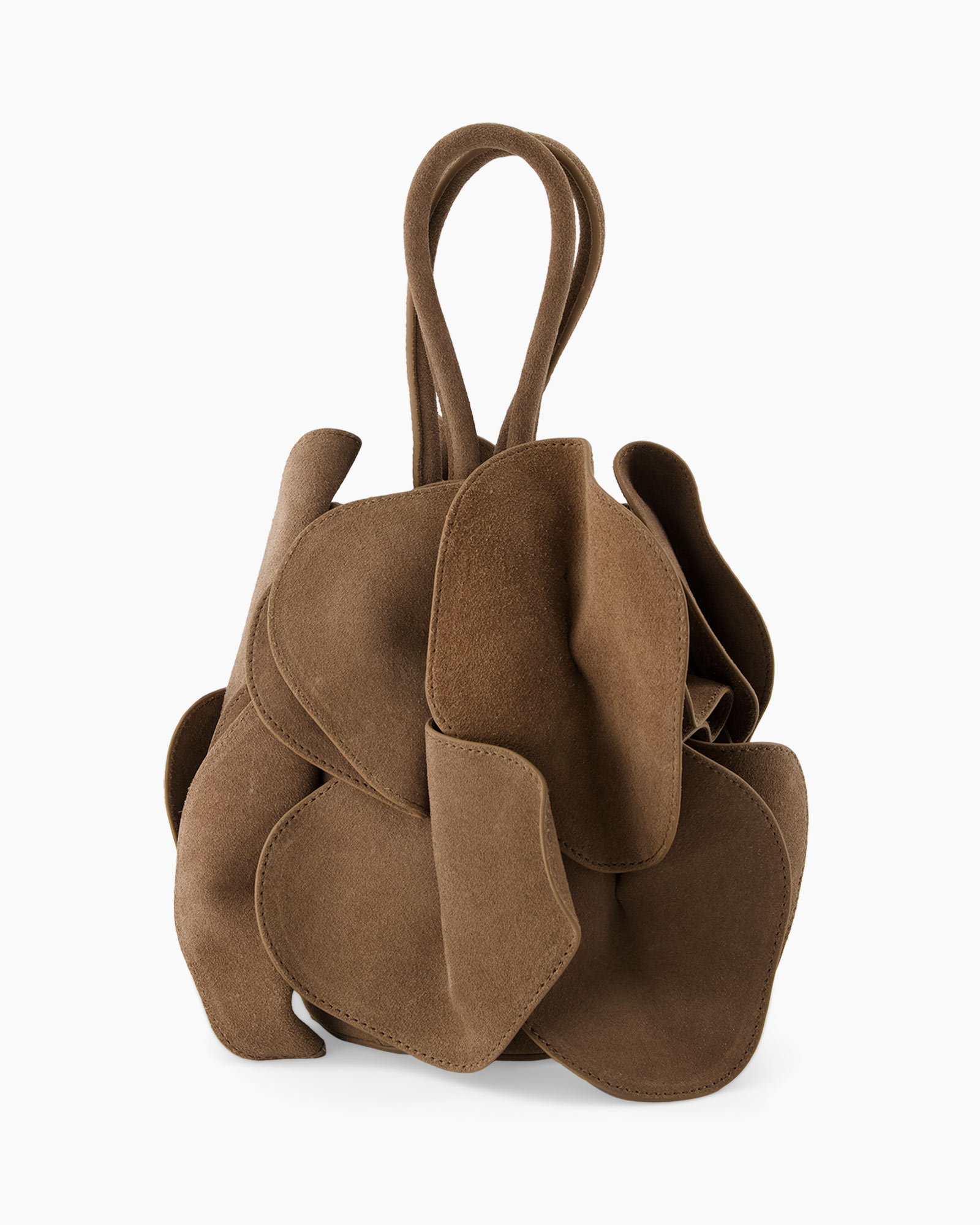 handtas, bruin, suède, tas, meerstijl