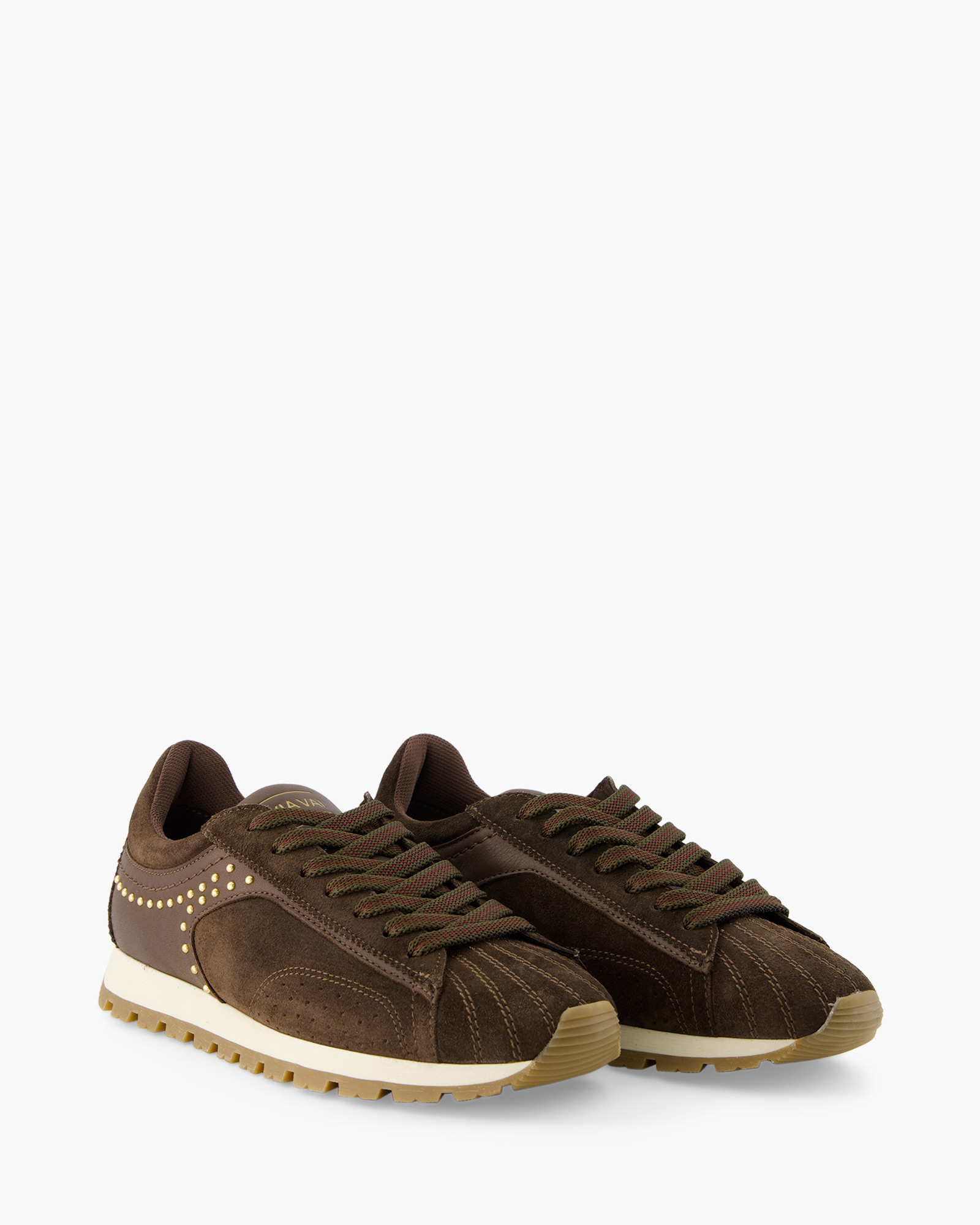 bruin, leer, suede, kraal, sneakers
