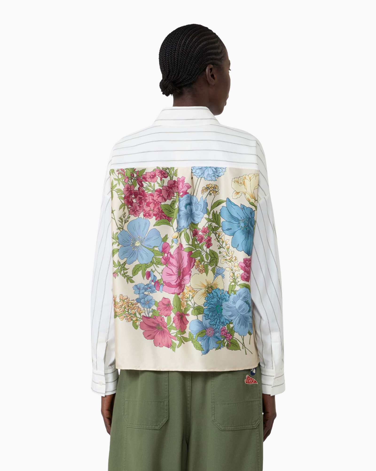 shirt, gestreept, wit, kraag, langemouw