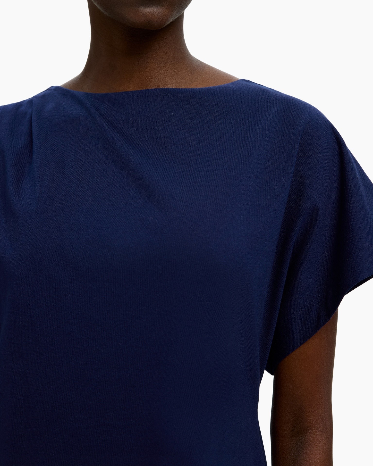 nvy top, korte mouwen, rond hals, effen kleur, katoen mengsel