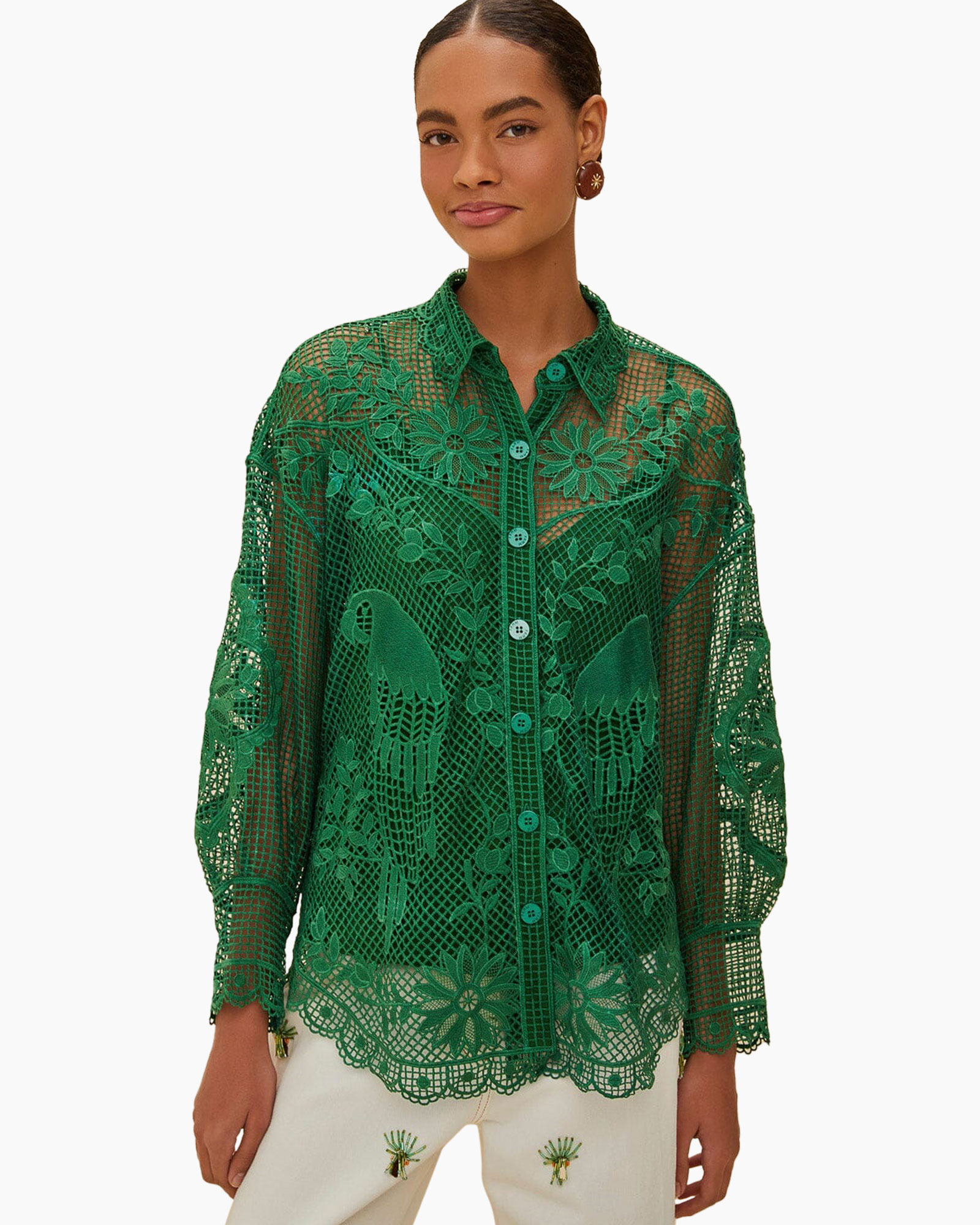 Blouse Landscape Guipere Groen