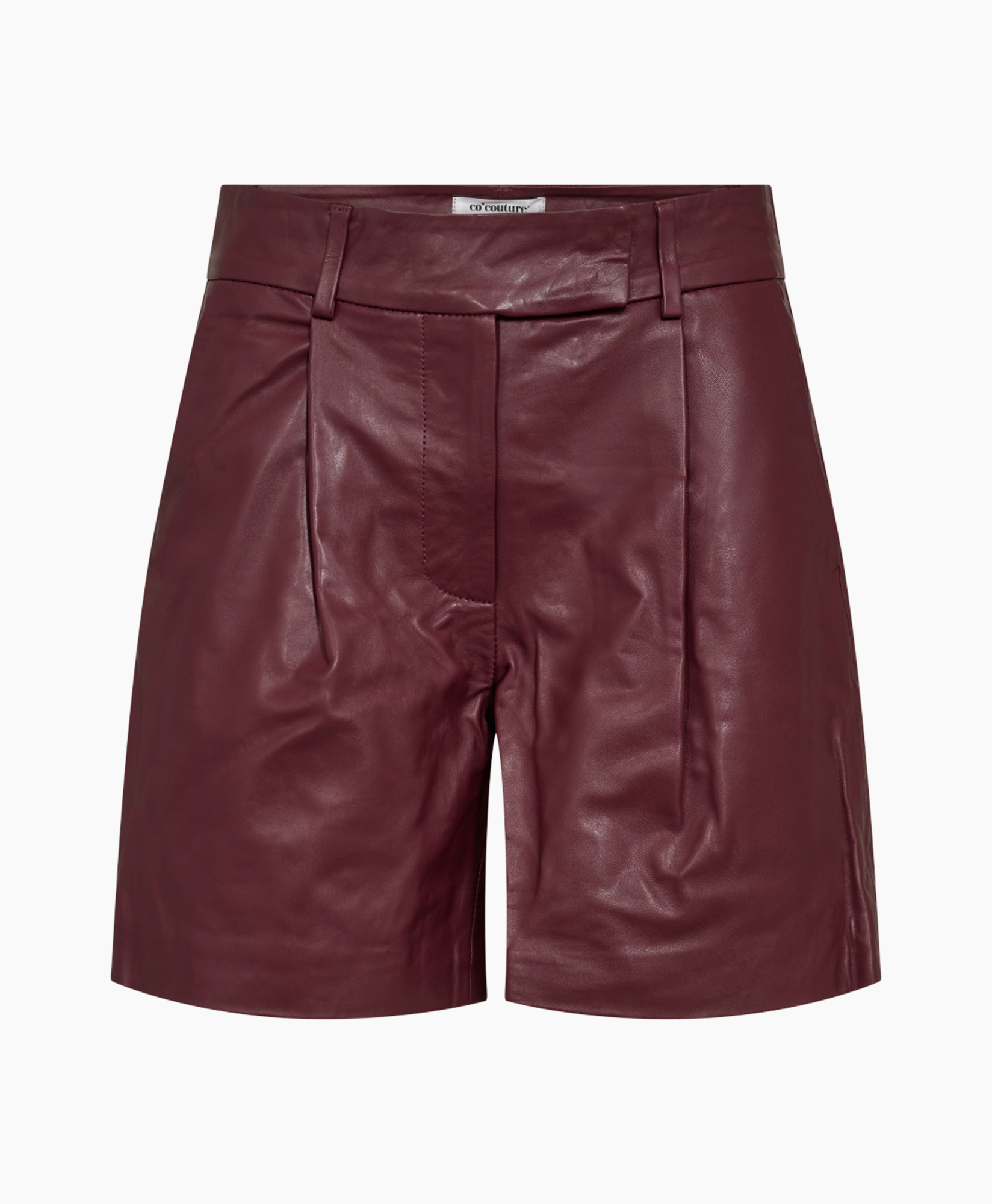 Korte Broek Phoebe Leather Pleat Bordeaux