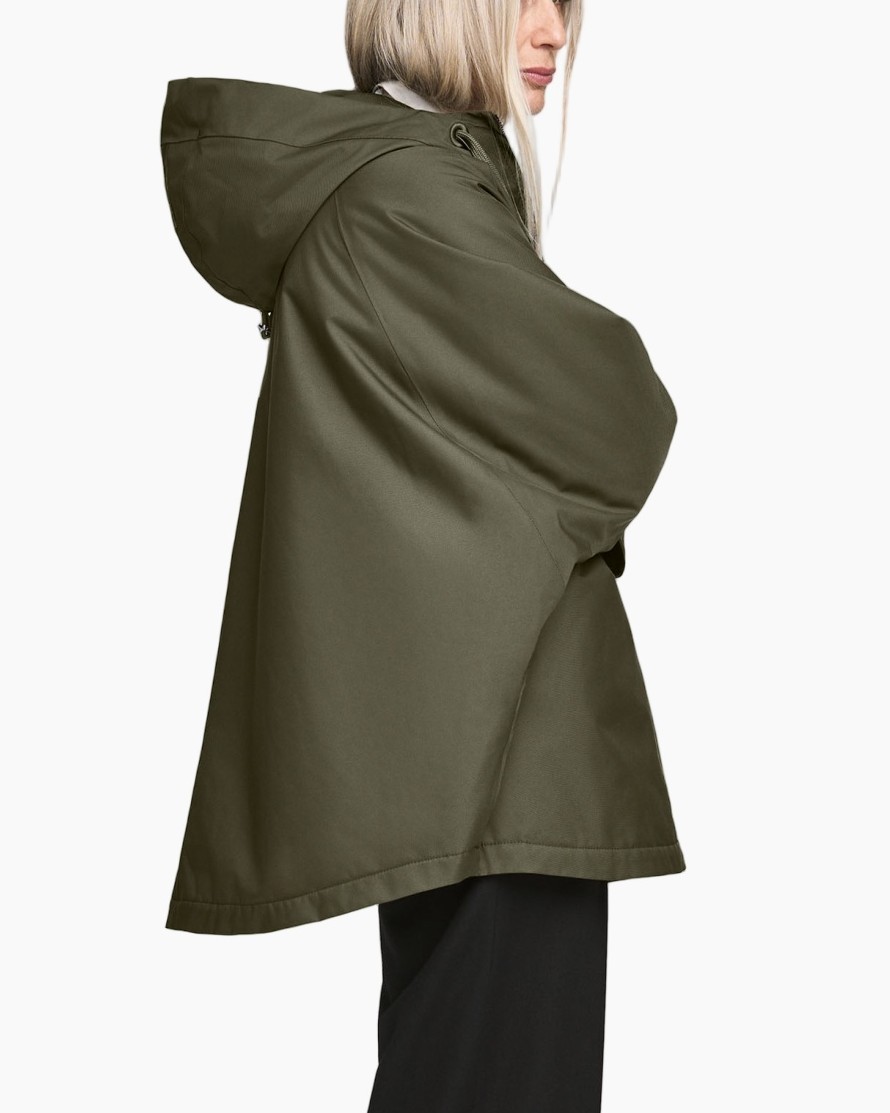 hooded jas, olijfgroene, windbreaker, waterbestendig, lose pasvorm
