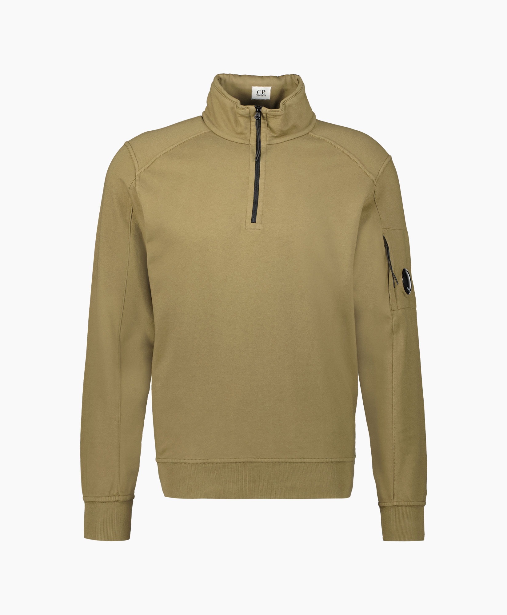 Cp Company Sweater Light Fleece Ribbed Zipped Bruin