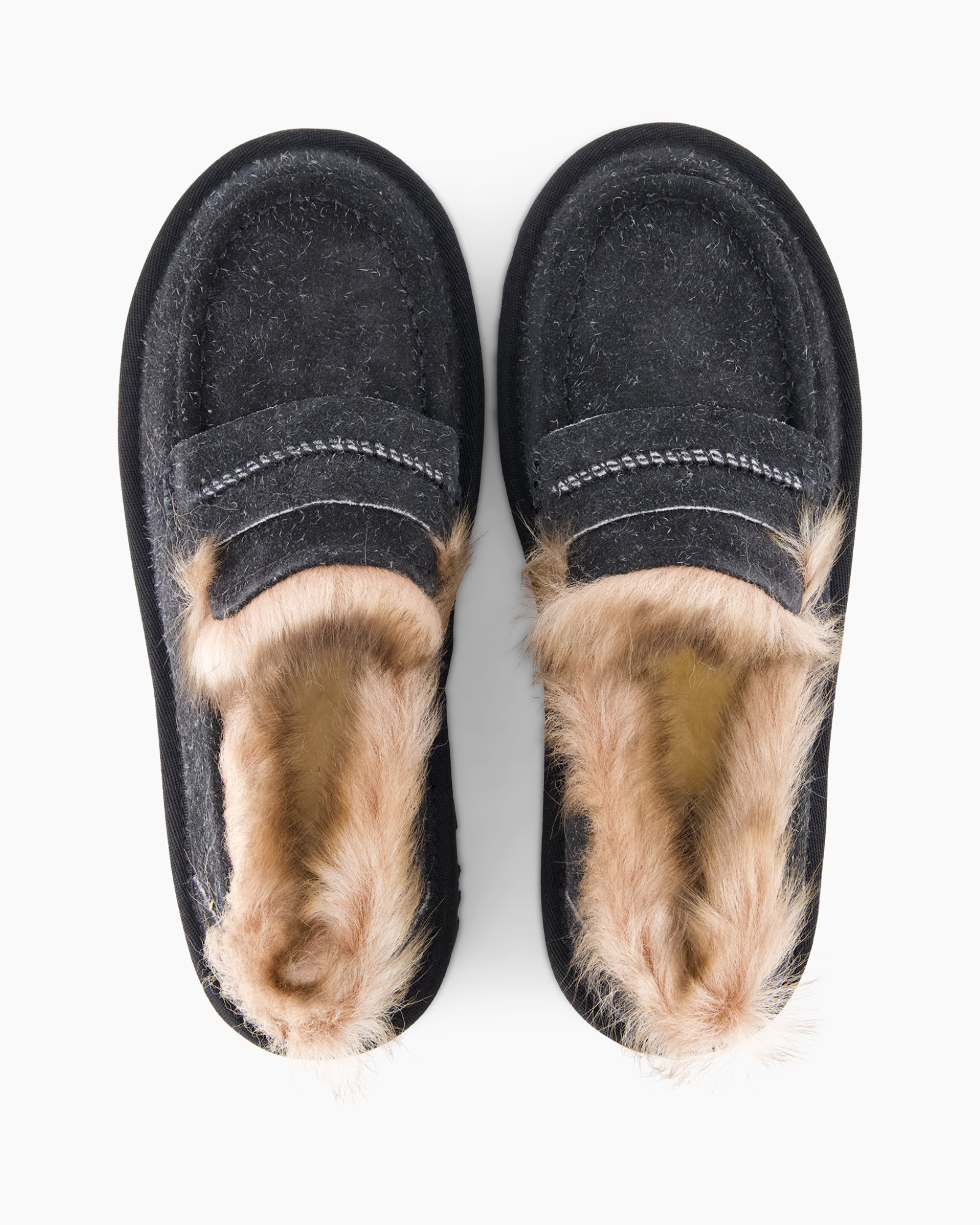 slippers, moccasins, fur lining, indoor footwear, dark blue