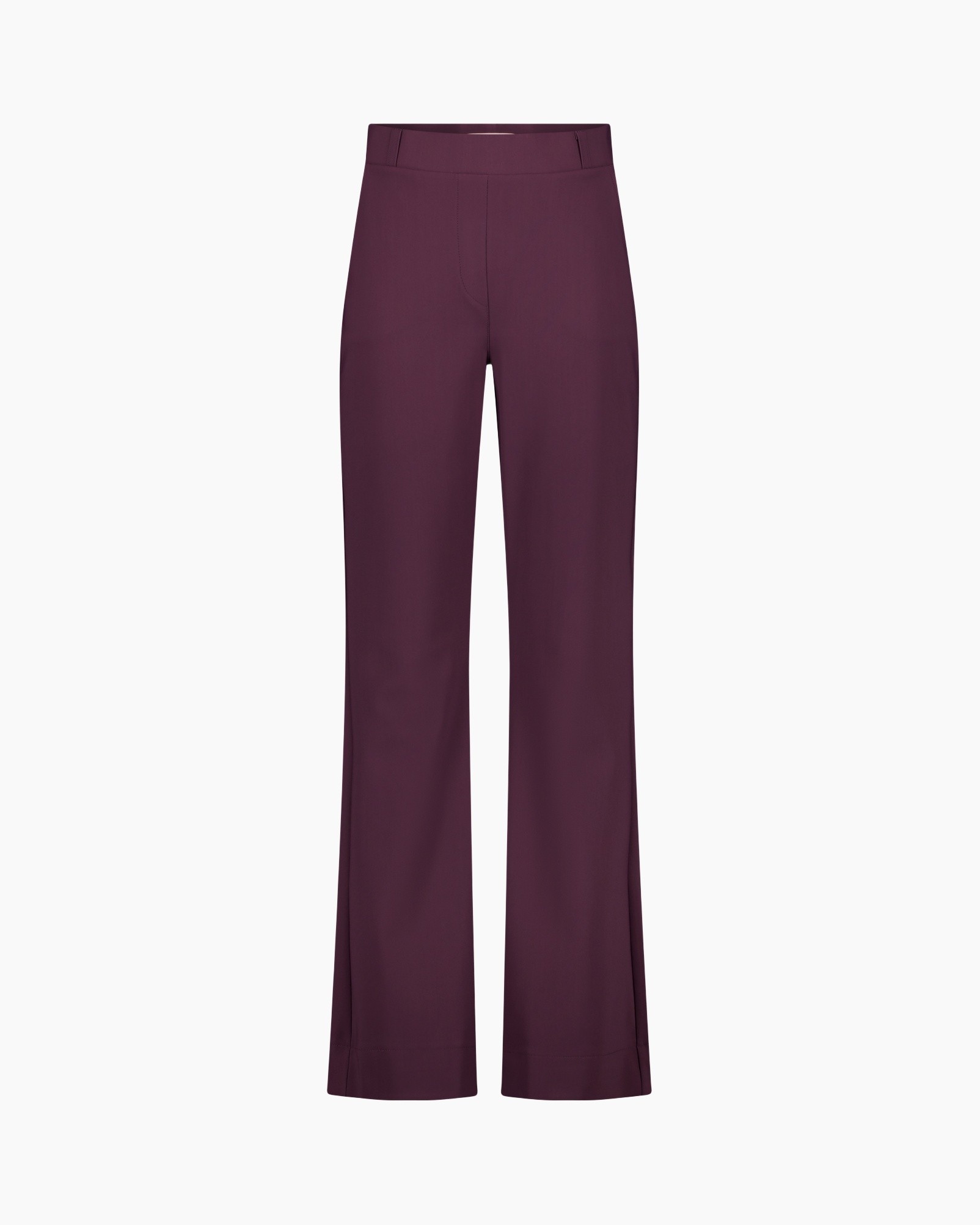 broek, broek, wijdere pijp, pruim, effen(kleur)