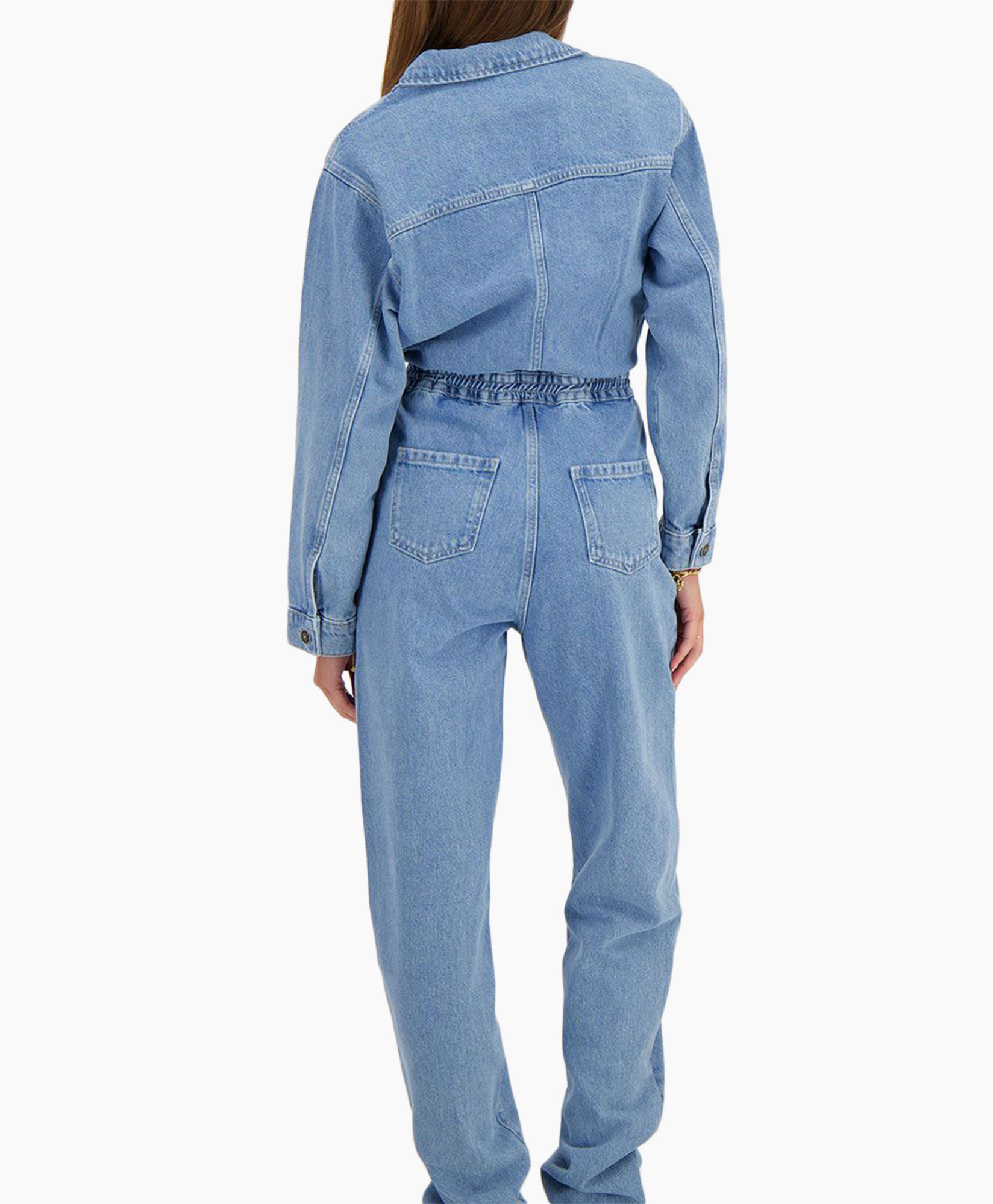 Jumpsuit Denim Jumpsuit Met Reverskraag Blauw