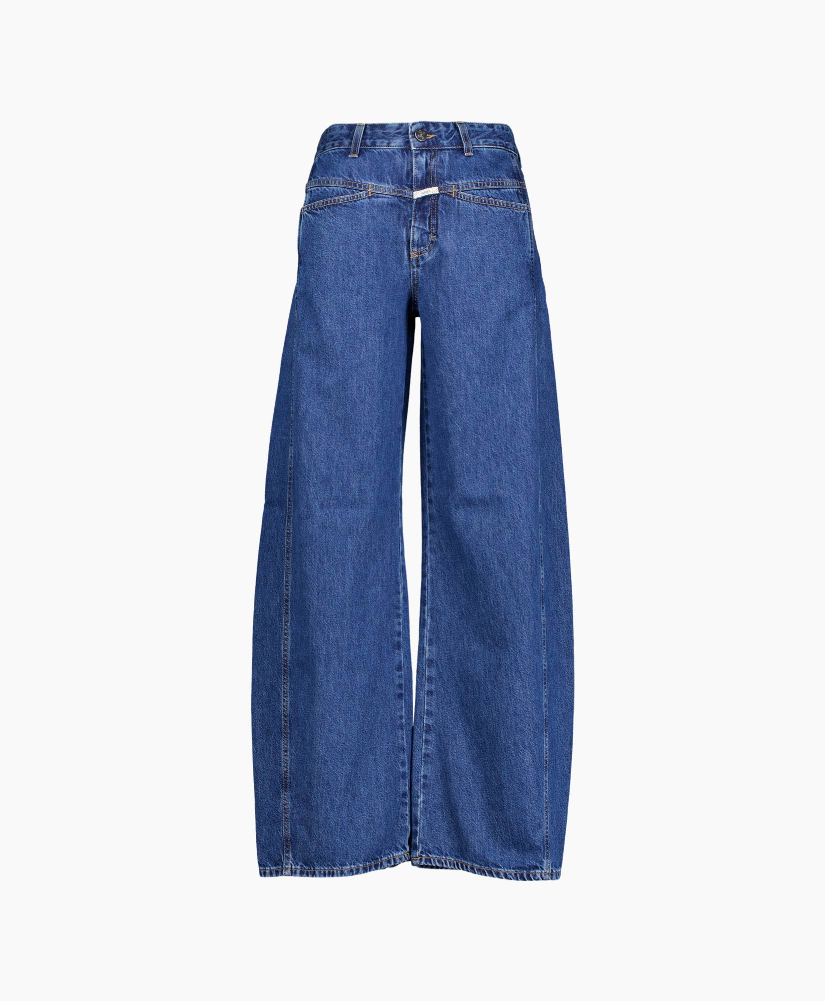 spijkerbroek, wijduit, denim, blauw, broek