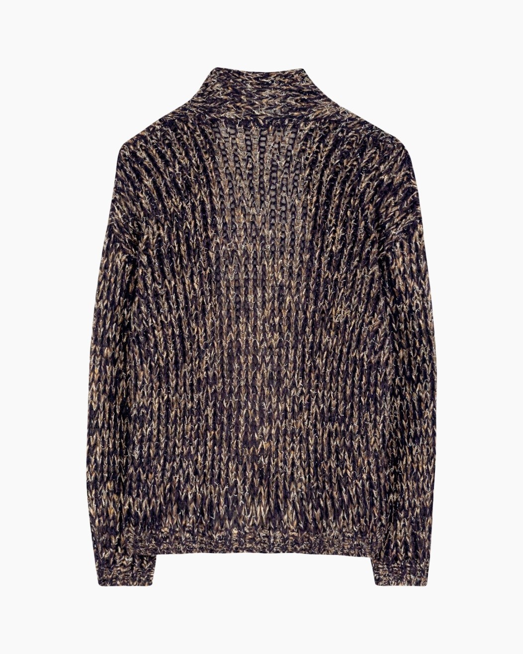 gebreide trui, textured gebreide, patroontrui, gouden bruin, lange mouwen