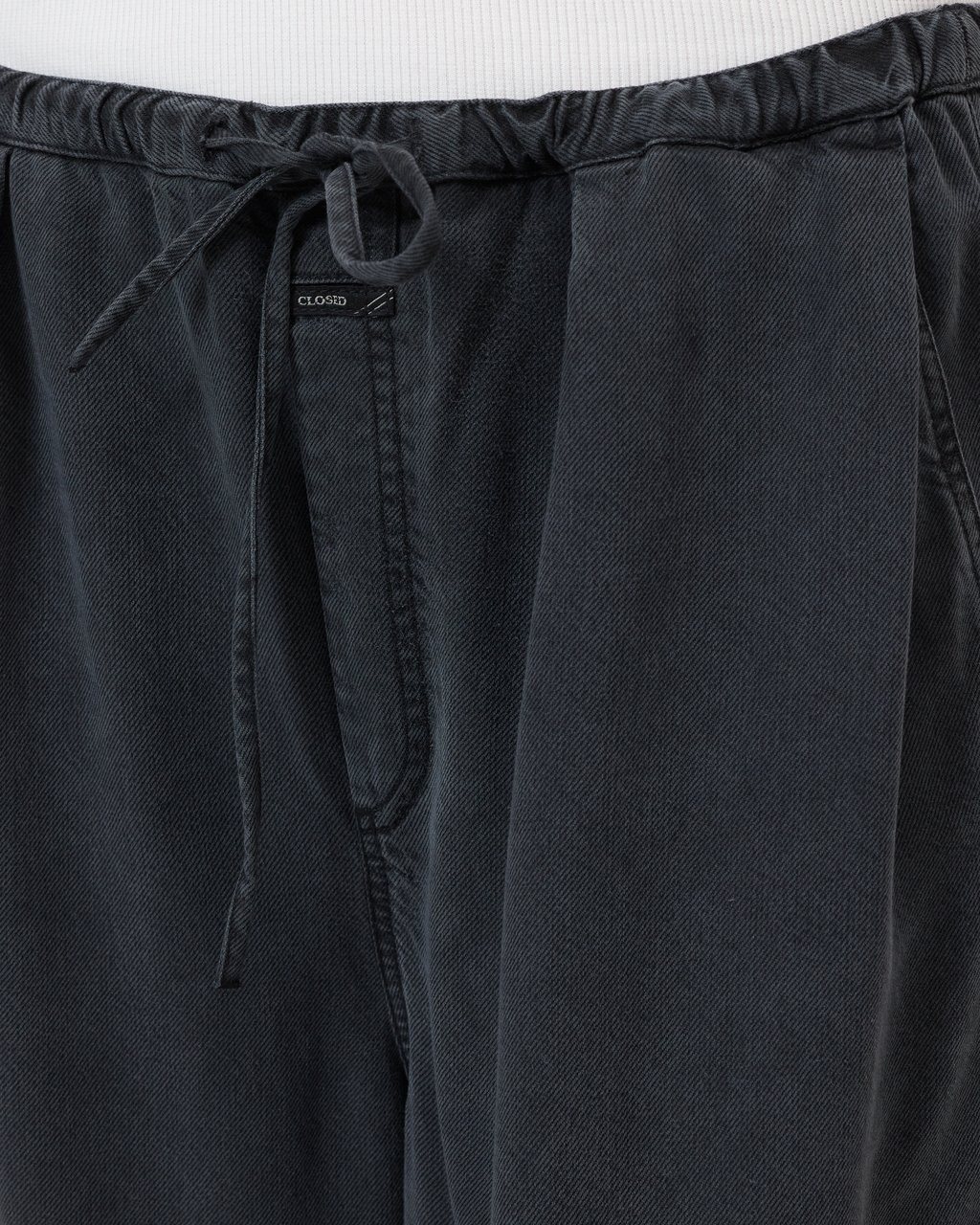 drawstring, elastic waistband, pants, dark gray, pockets