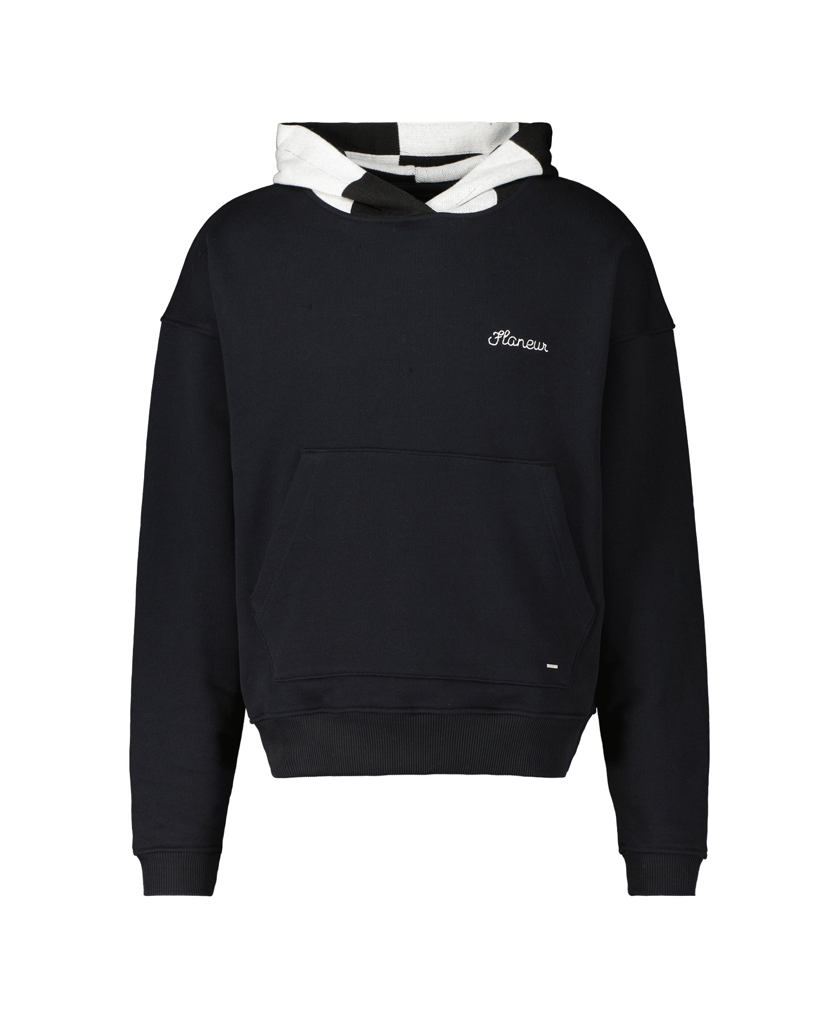 Flaneur Homme Hoodie Knitted Hood Hoodie Zwart