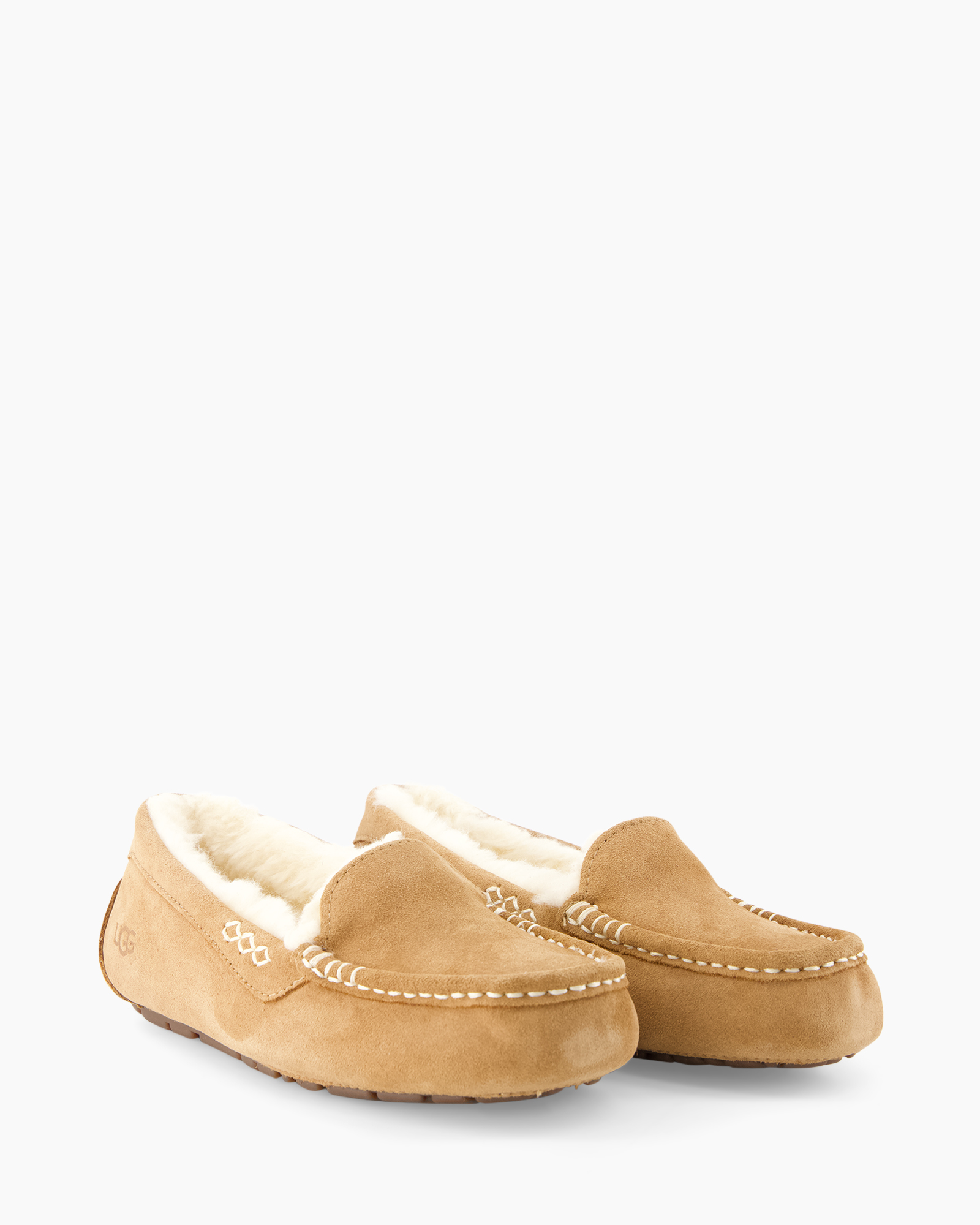 schoen, moccasin, schapenvacht, suede, bruin/tan