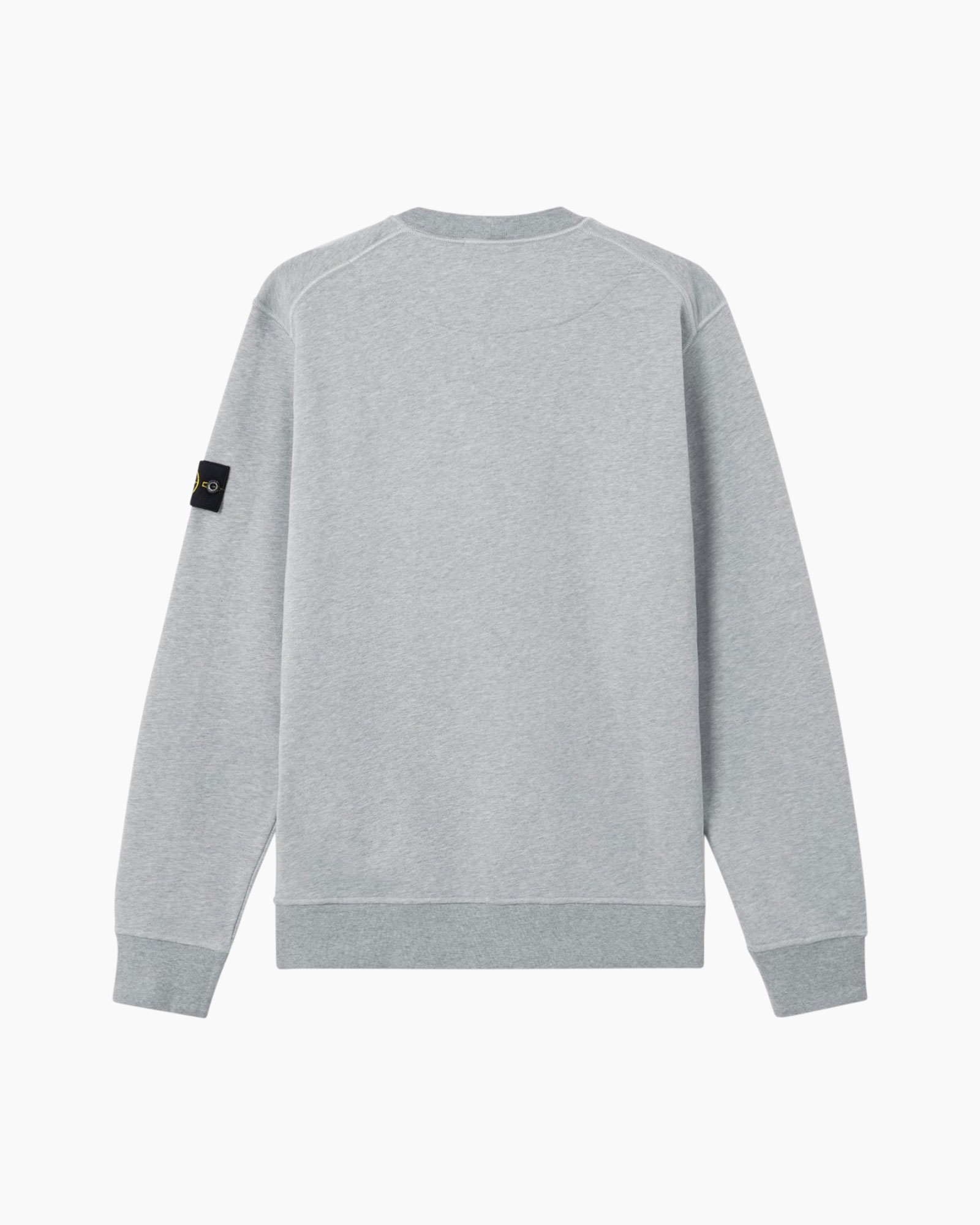 kraagloze, grijs, sweatshirt, lange mouwen, opgeslagen patch