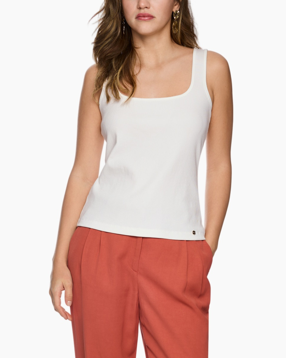 tanktop, wit top, mouwloos, katoen, vrouwen