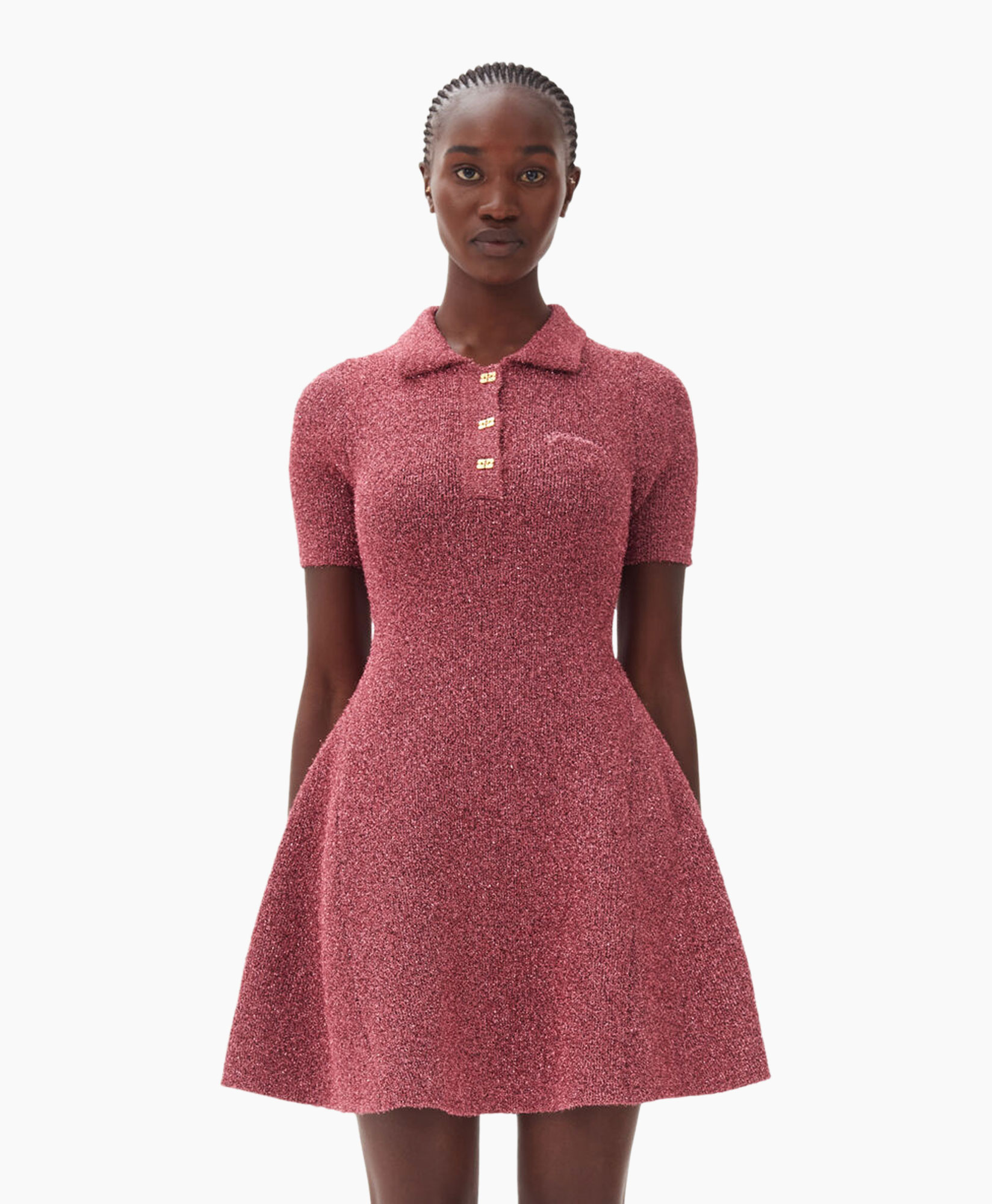 Ganni Mini Jurk Sparkle Doubleface Mini Roze
