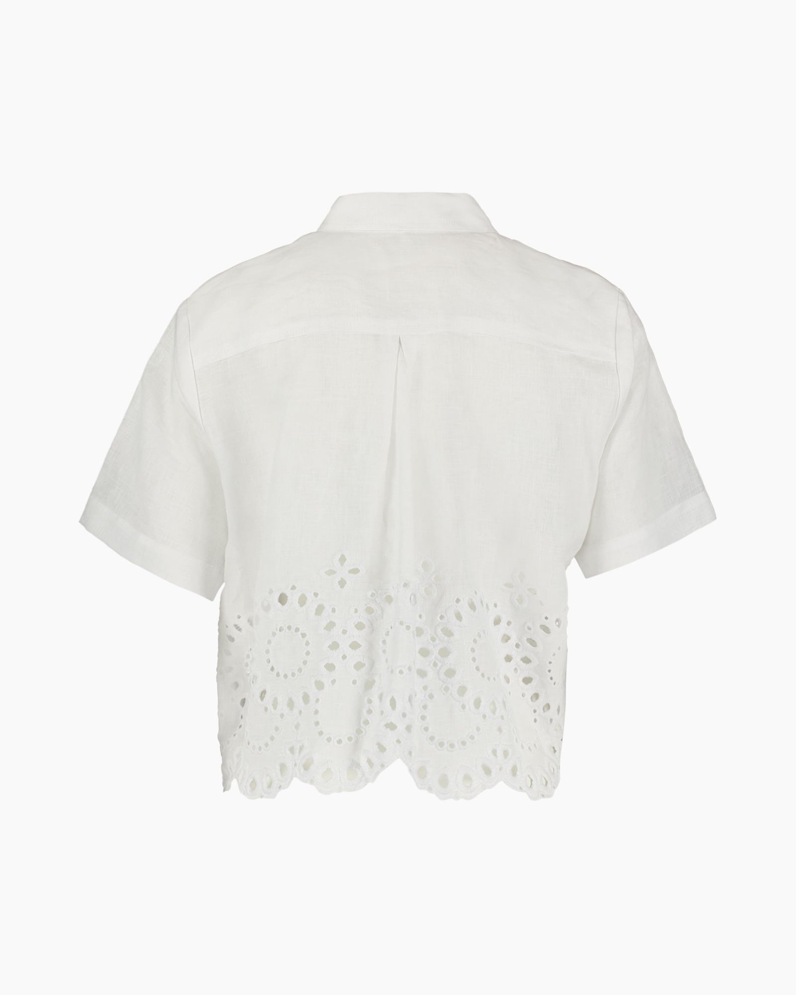 hemd, blouse, geborduurd, eyelet, wit