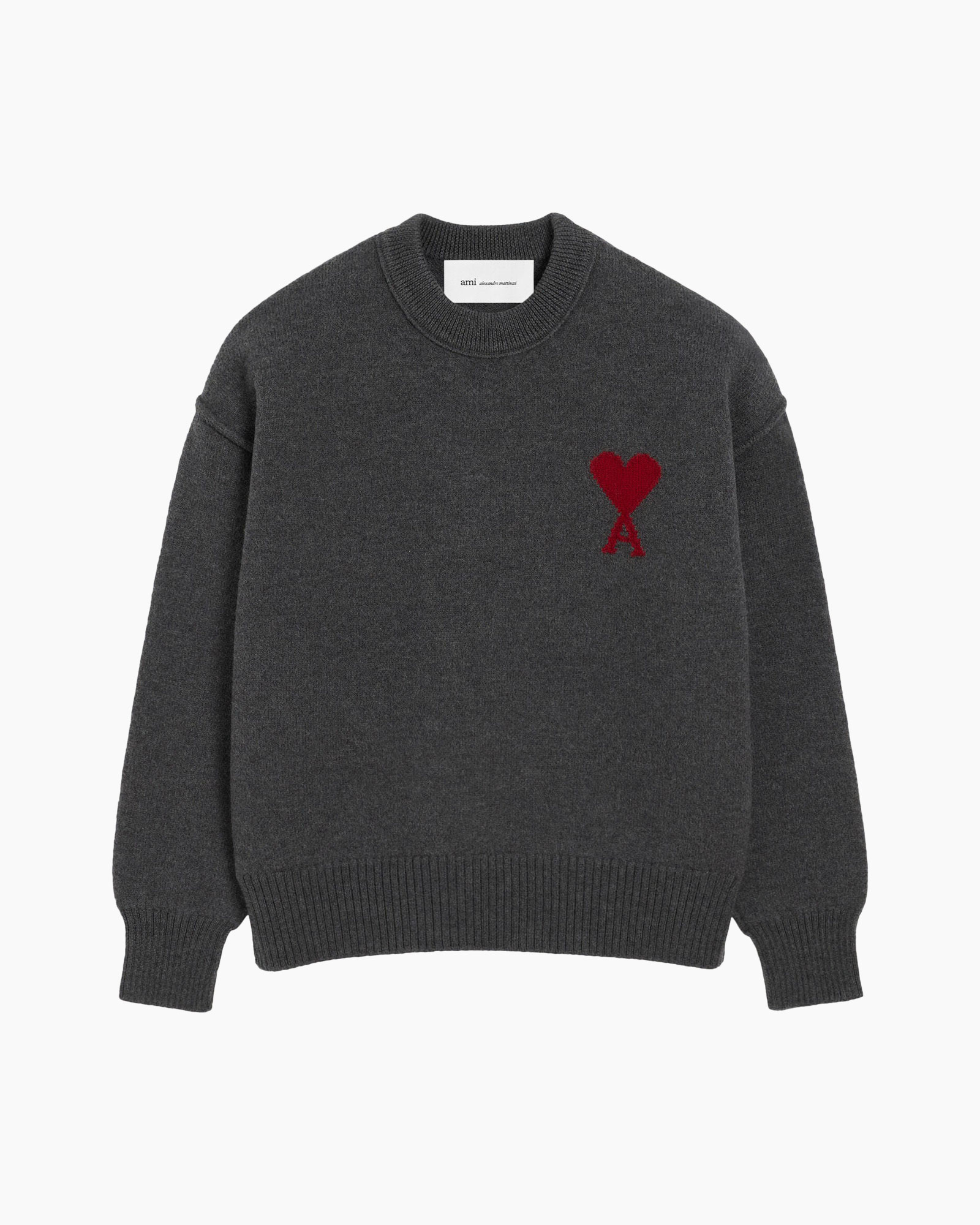 trui, donkergrijs, hartlogo, gebreid, pull-over
