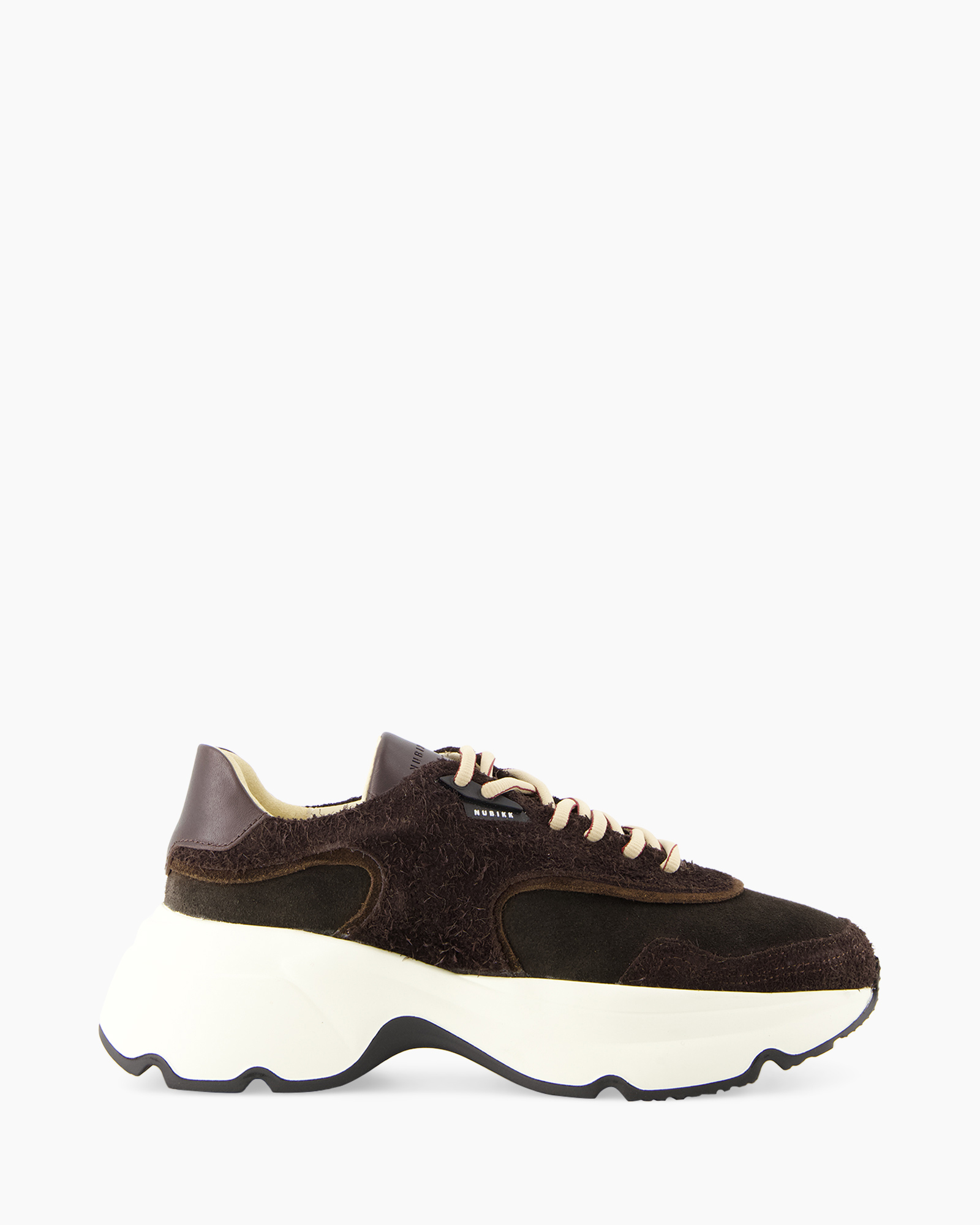 sneaker, sko, bruin, suede, dikke zool
