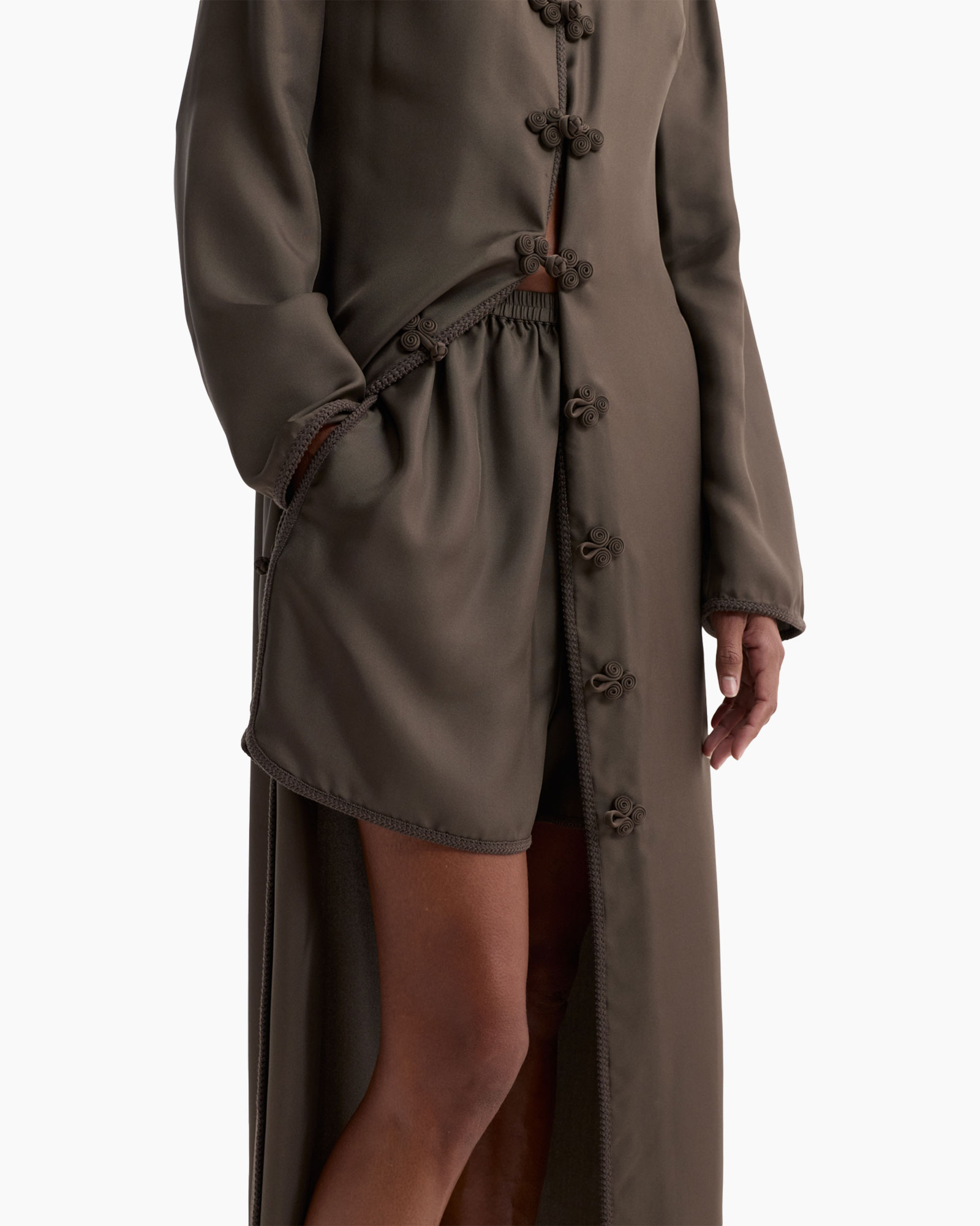 jas, lange jas, knopen, split, zak