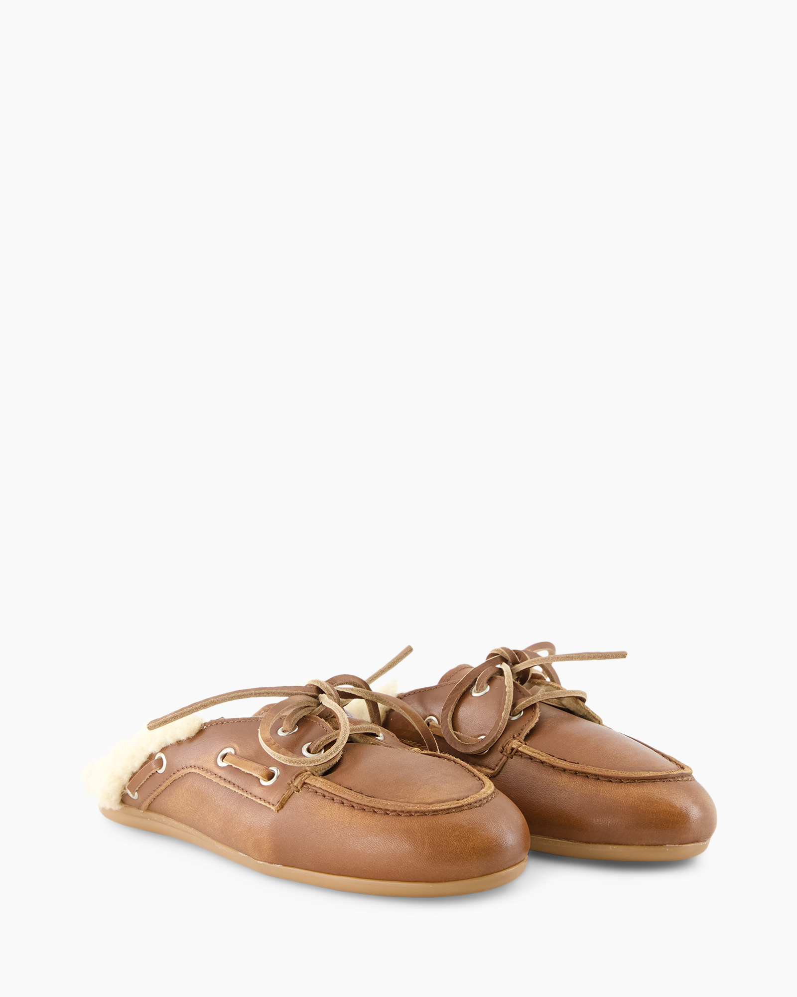 moccasin, slof, bruin, leer, shearling