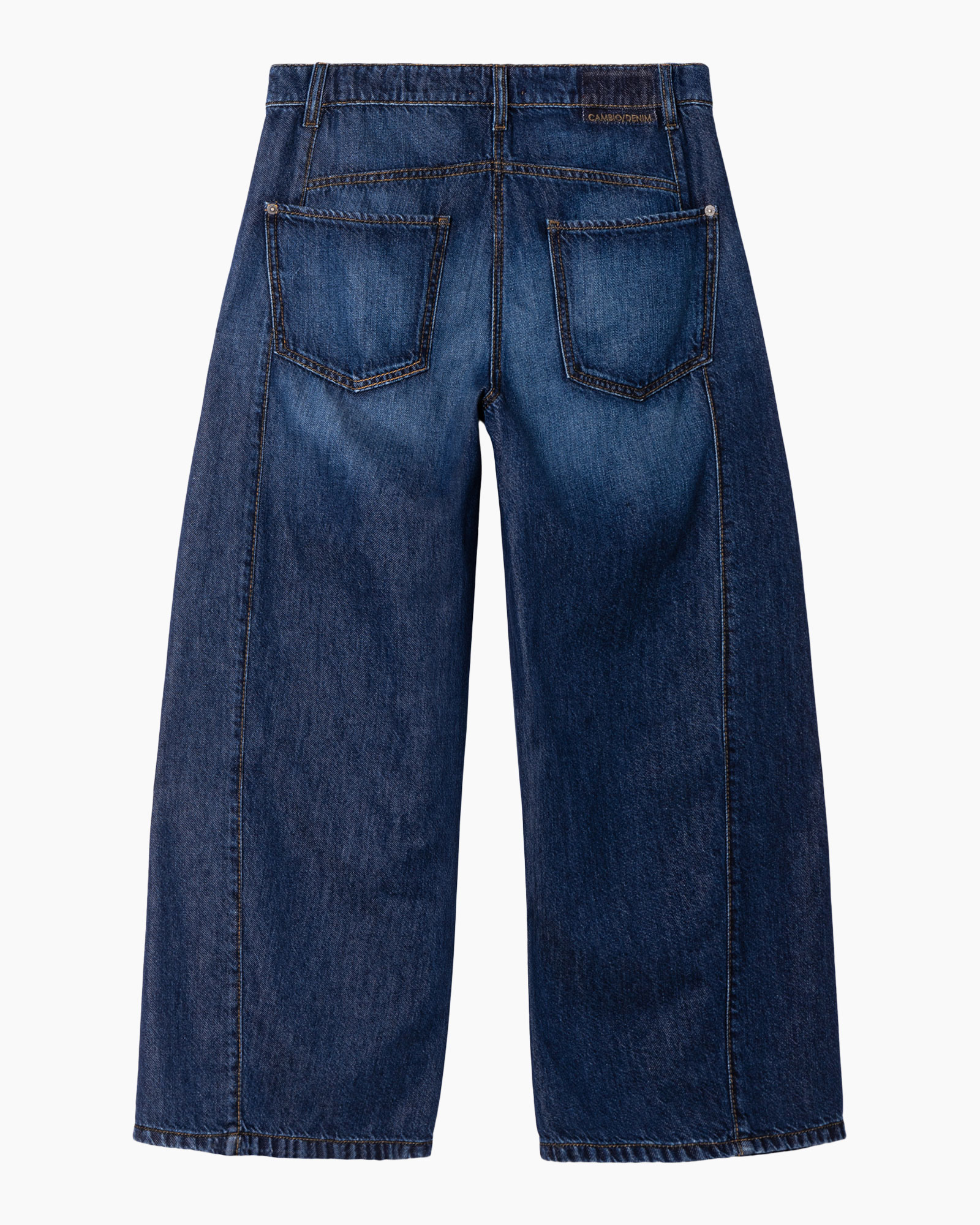 spijkerbroek, denim, wijd uitlopend, middenwas, zakken details