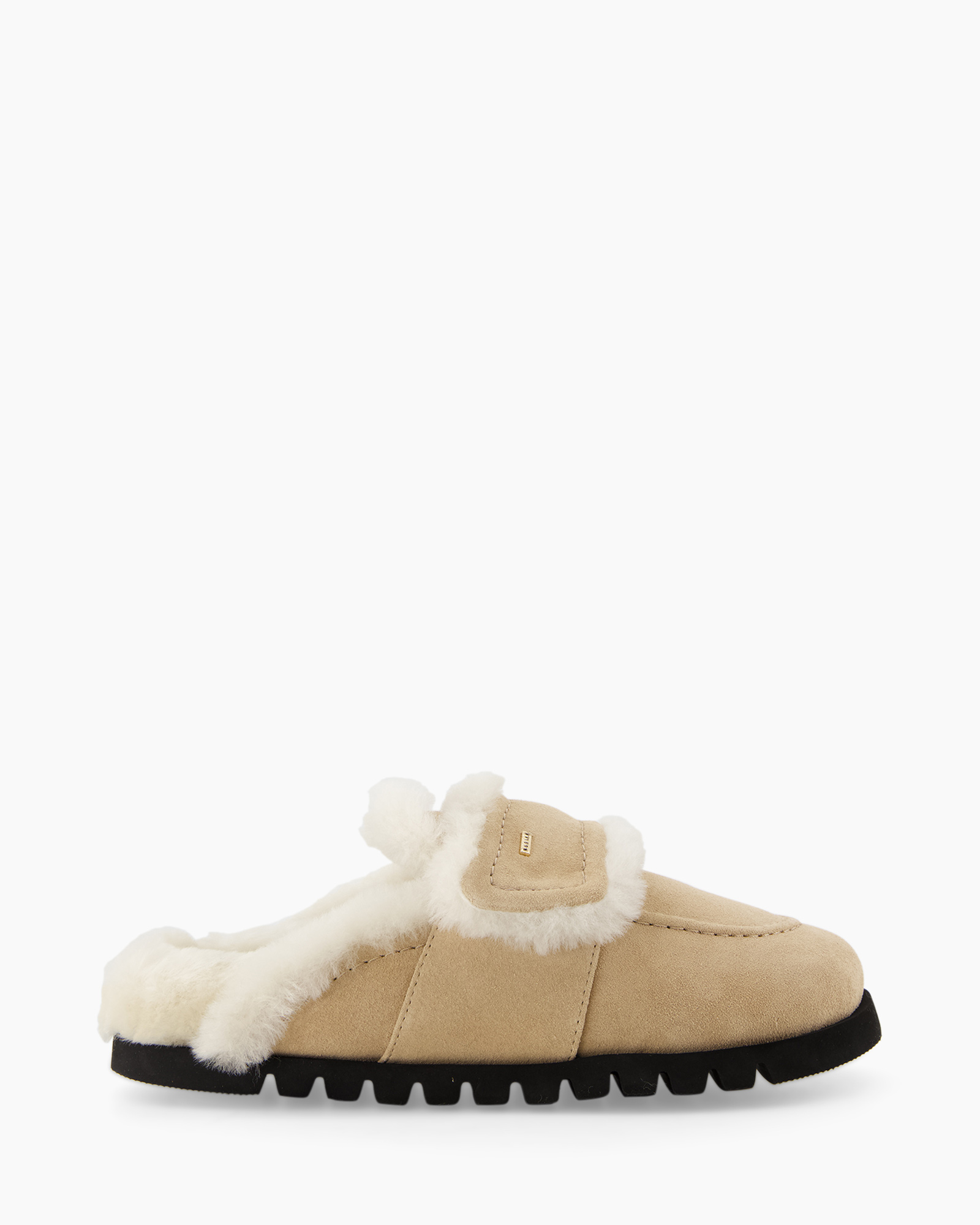 pantoffels, mocassin, shearling, beige, slip-on