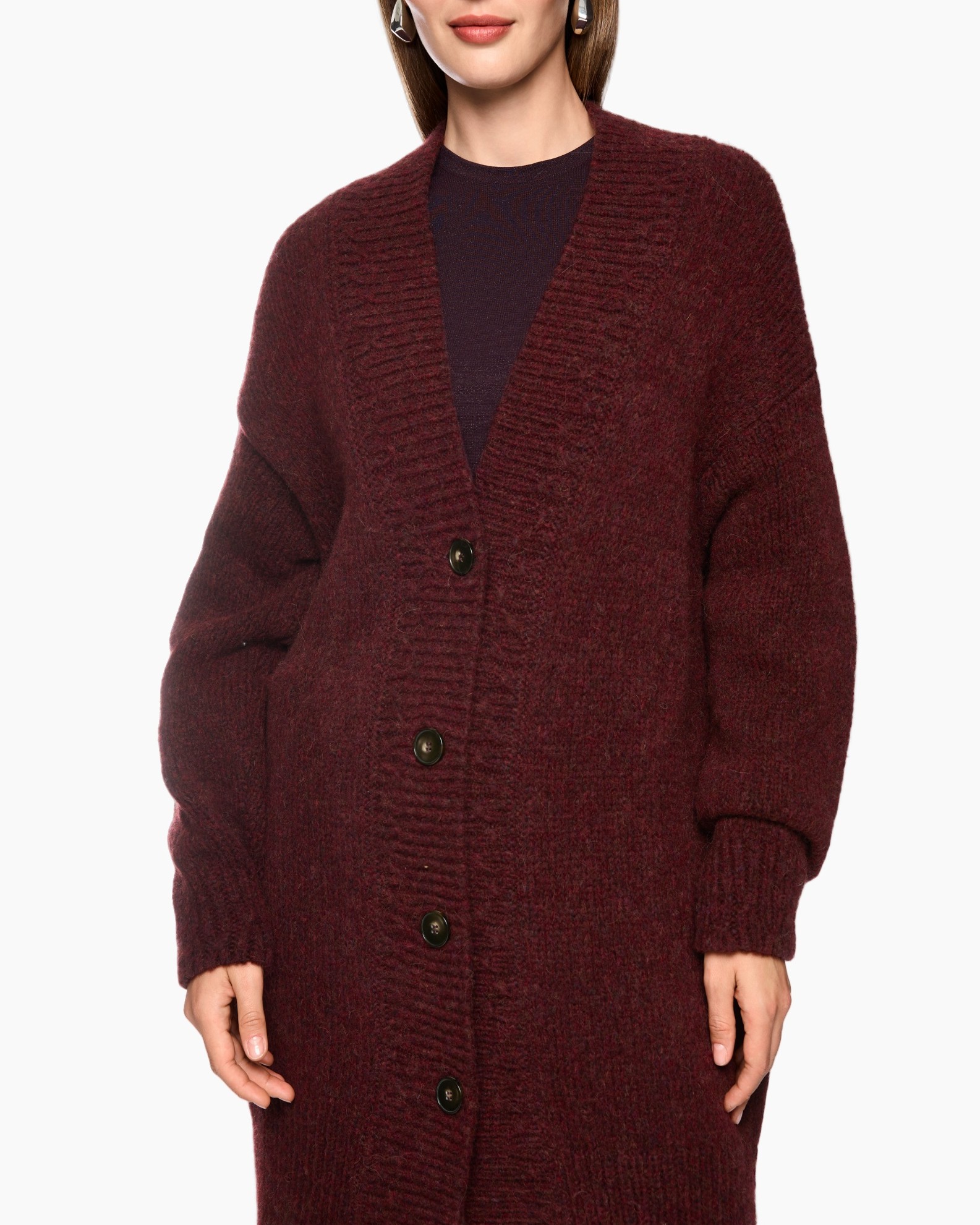 cardigan, knitted, burgundy, knitwear, buttons
