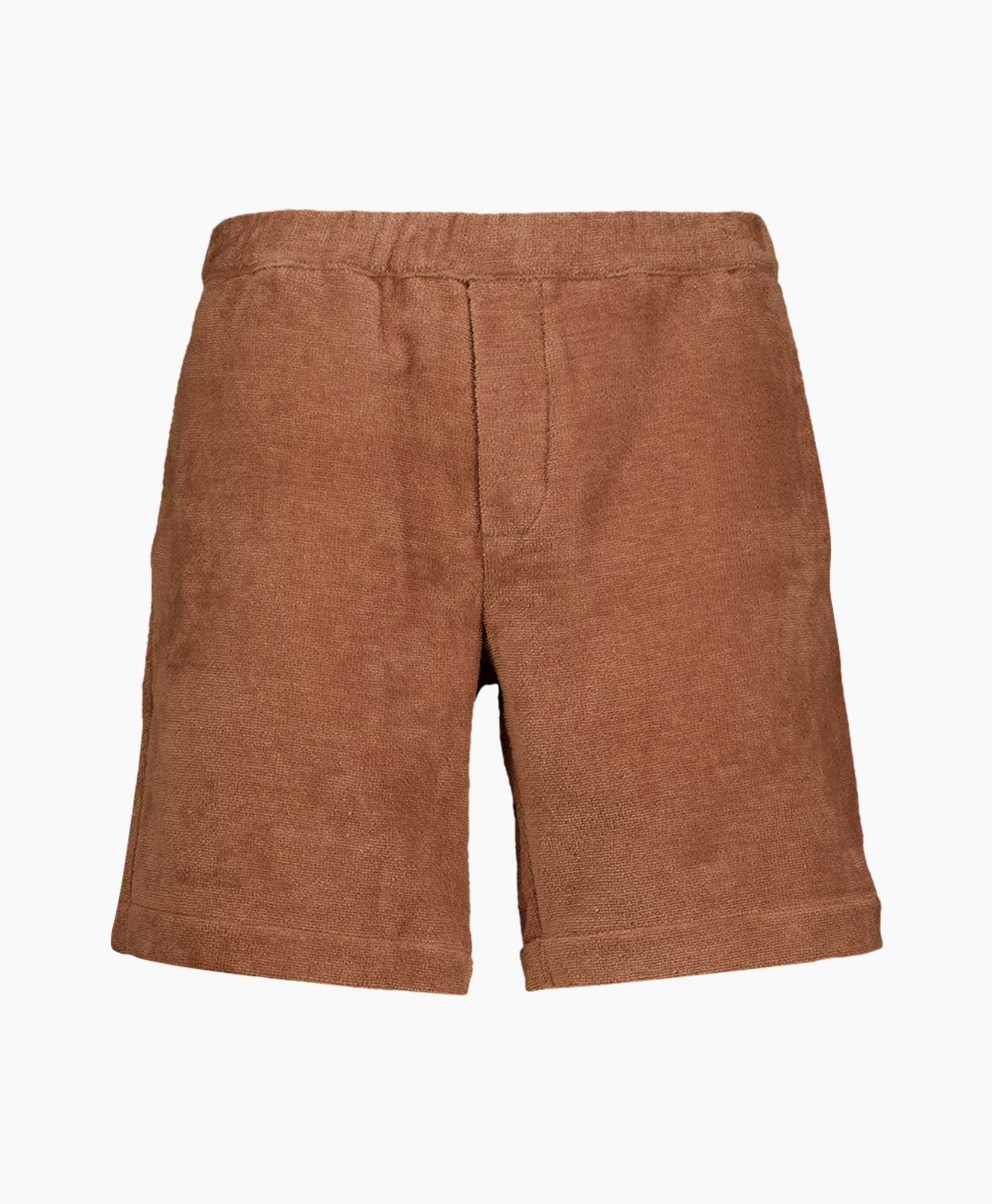 shorts, linen, bruin, elastische tailleband, effen