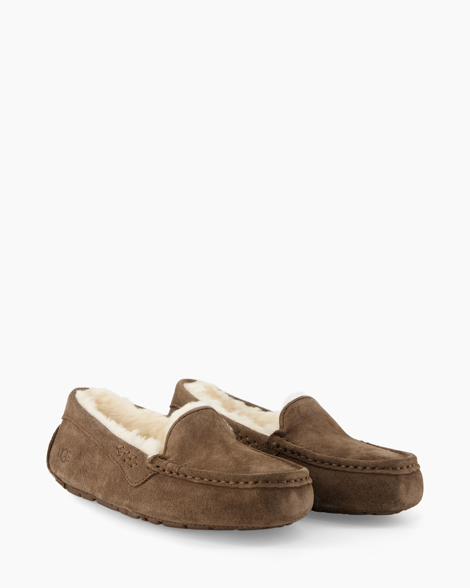 pantoffels, mocassin, bruin, scheerling, suede