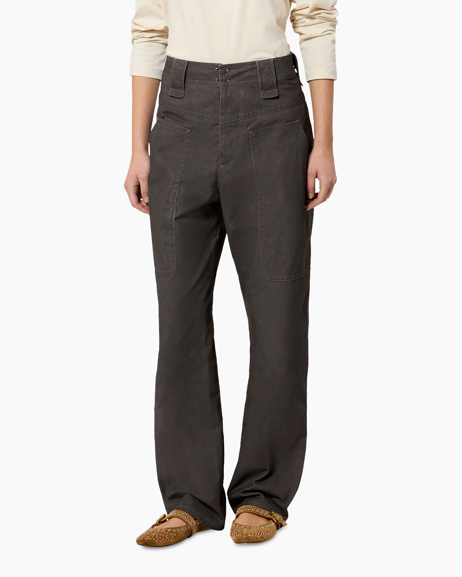 broek, trousers, hoge taille, cargo zakken, wijdte